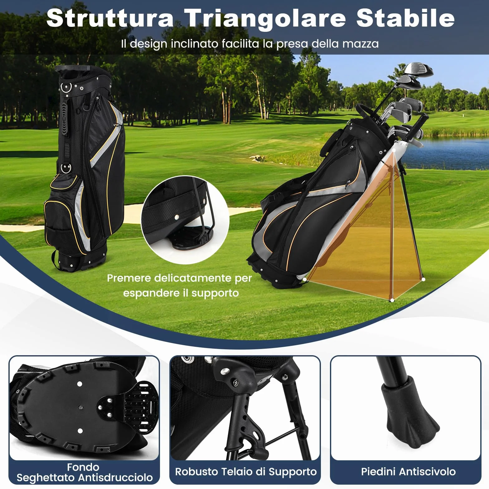 COSTWAY Borsa da Golf a 8 Vie, Leggera 2 kg con Separatori, 7 Tasche, Borsa Frigo e Cappuccio