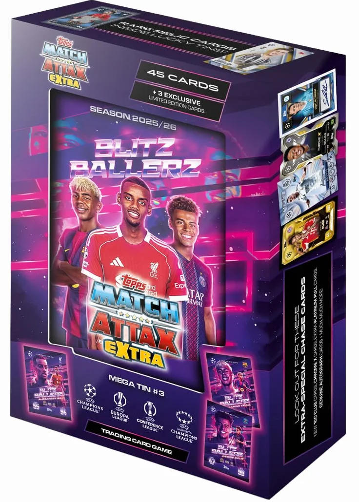 Topps UCC Match Attax Extra 2026 Mega Tin Blitzballers 48 kart 3 karty Blitzballers LE