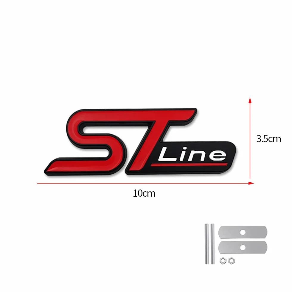 Emblema in metallo ST Line per griglia anteriore auto, decorazione carrozzeria adesivo