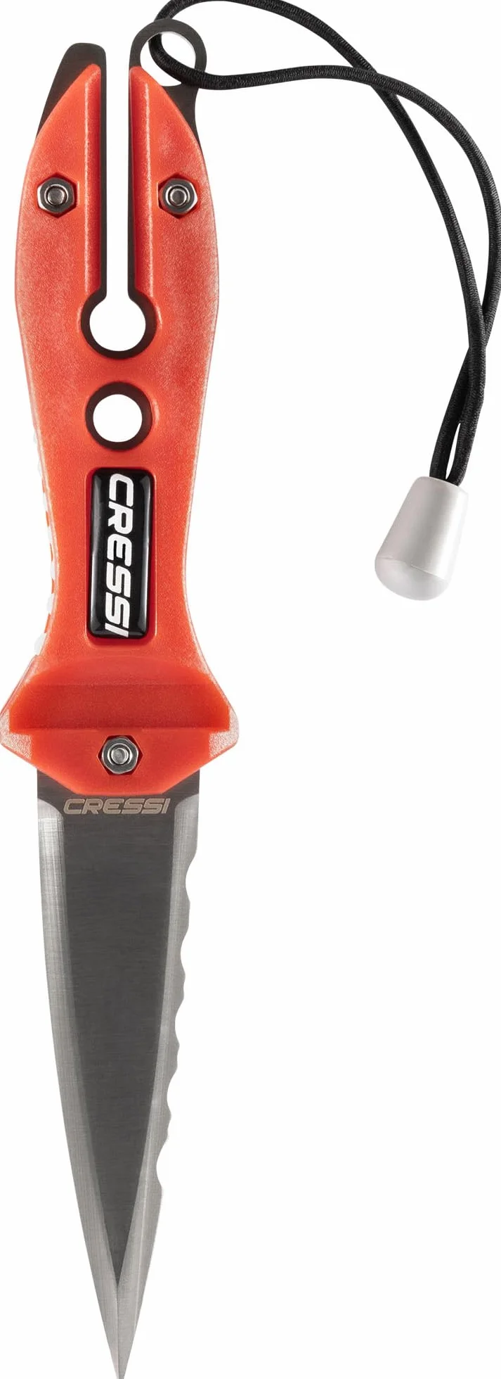 Cressi Striker Knife - Nóż do Nurkowania Striker, Czerwono-Czarny, Ostrze Podwójne 9cm