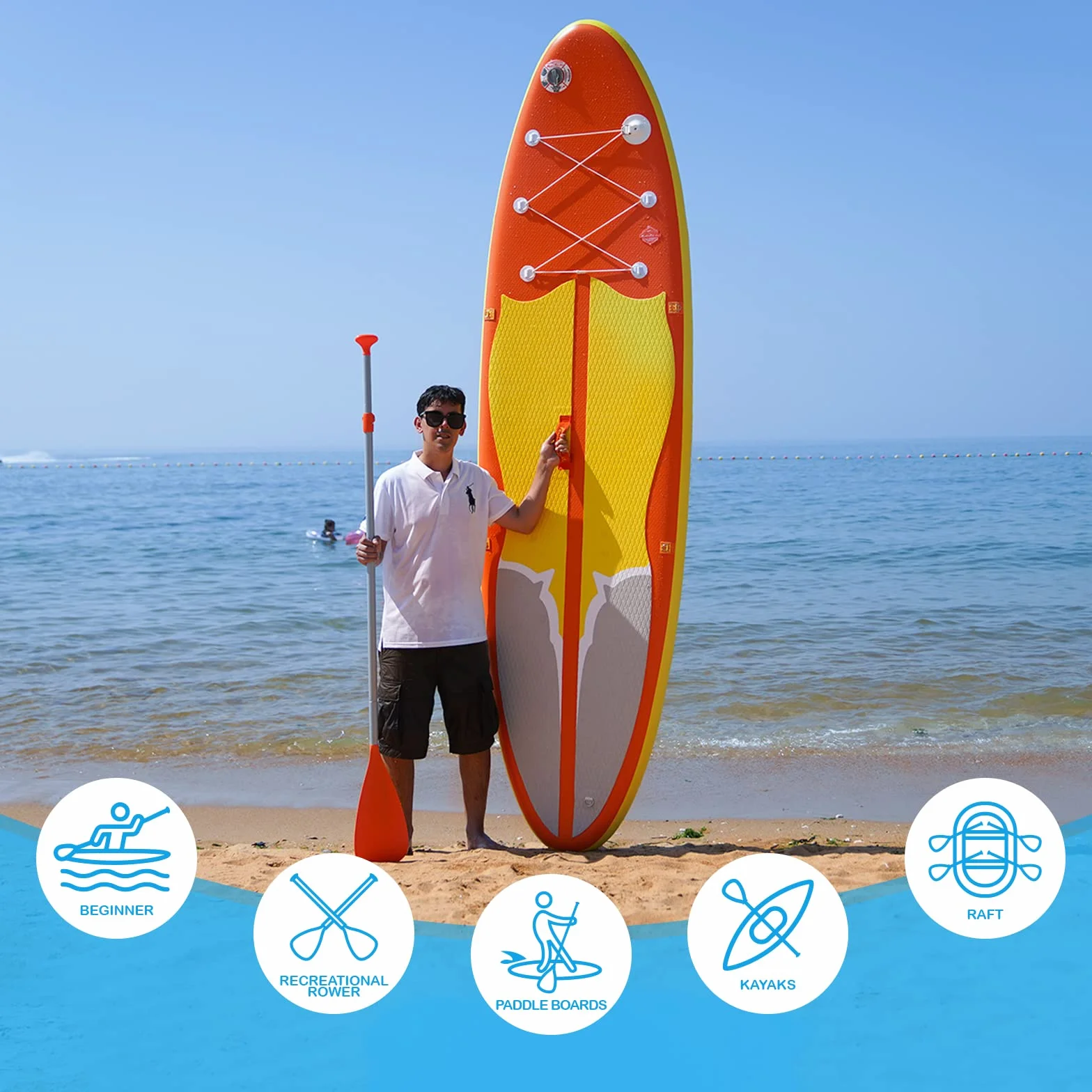 FunWater SUP Paddel – 3-Teiliges, Verstellbares Stand Up Paddle Board Paddel – Leichtes und Schwimmendes Paddelboard Ruder – Langlebig und Verstaubar, Verstärkte Nylonblätter – Effizienter Schlag