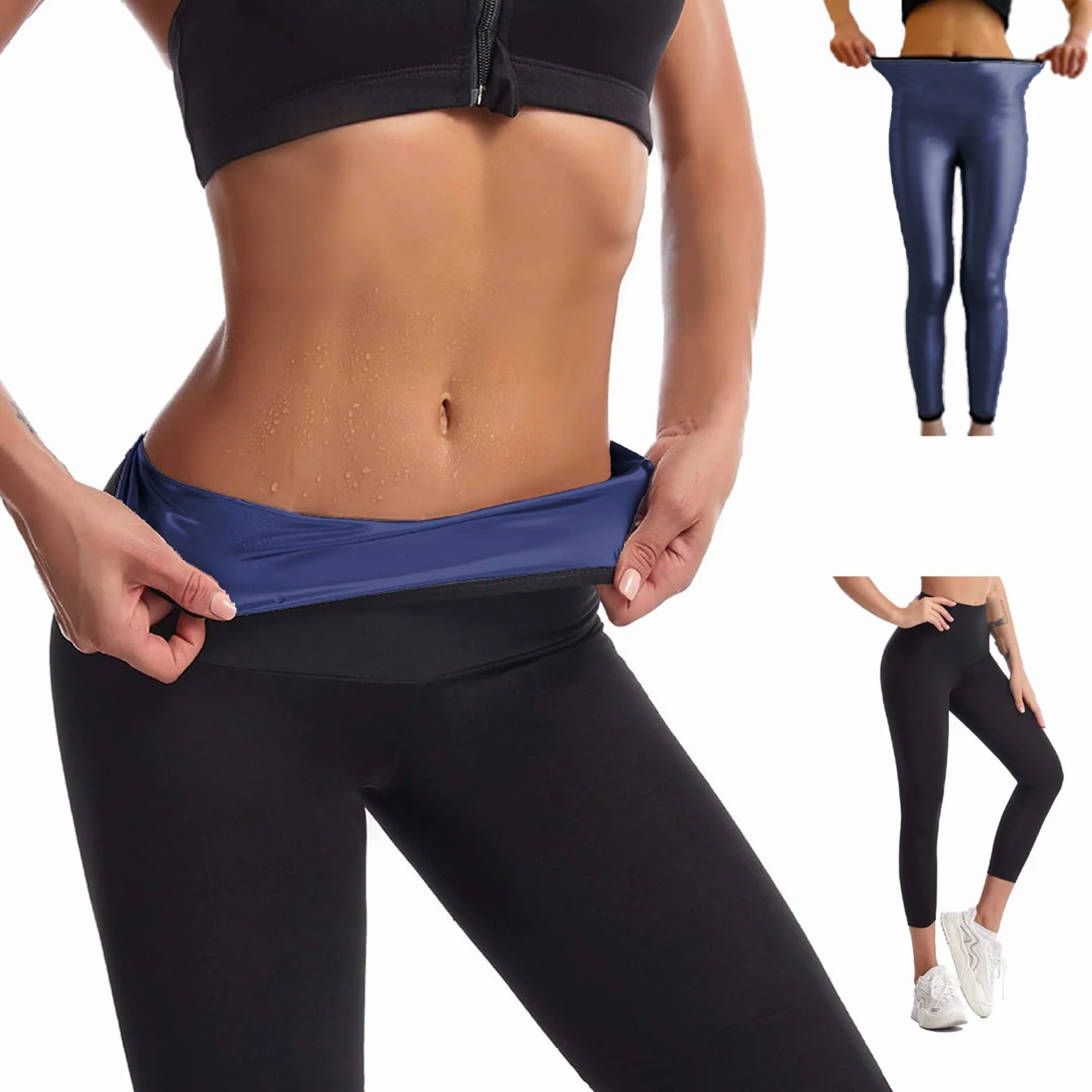 Pantaloni Sauna Dimagranti Donna Vita Alta Leggins Anticellulite Push Up Tuta Snellenti Effetto Sauna per Yoga Corsa Fitness