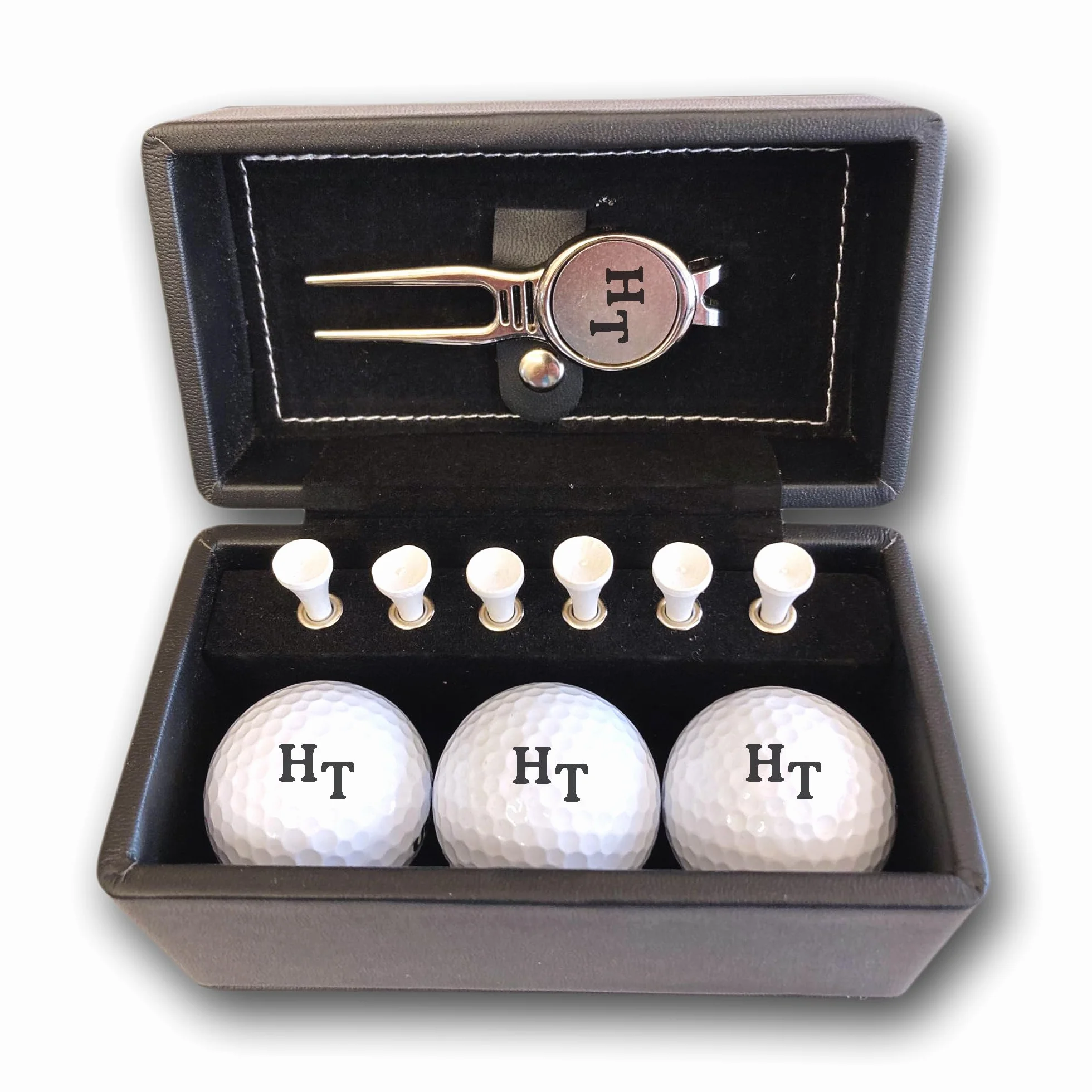 Wilson Set 3 palline da golf nero con 6 tees confezione regalo