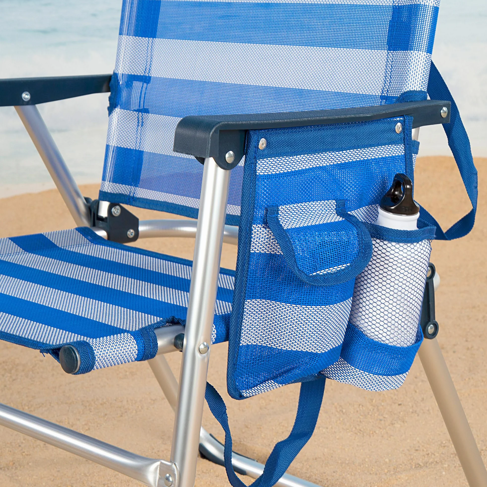 AKTIVE 53952 - Sedia Pieghevole Fissa Alluminio Beach 51x56x90 cm - Blu