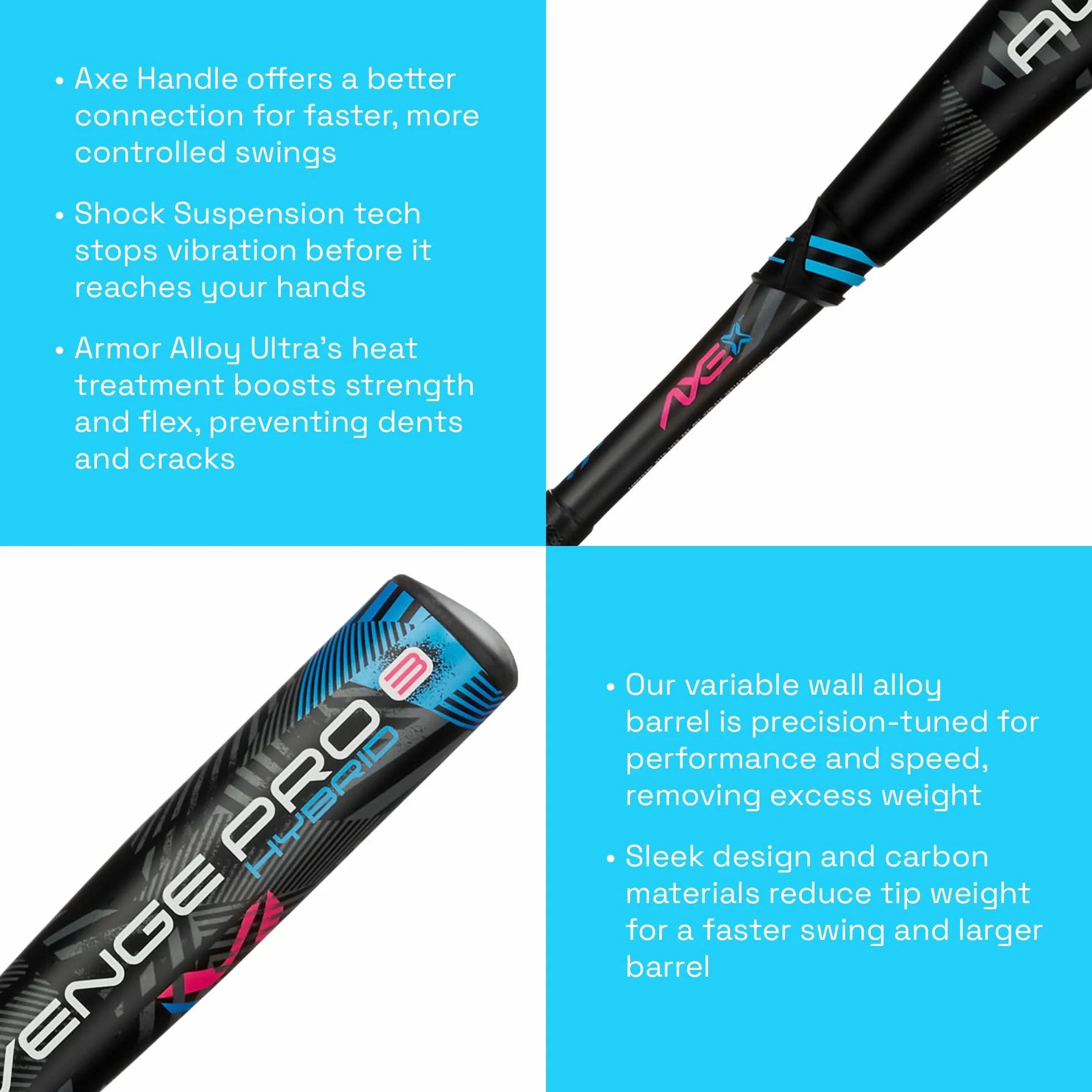 Axe Avenge PRO 3 Hybrid Mazza da Baseball Unisex-Adolescente