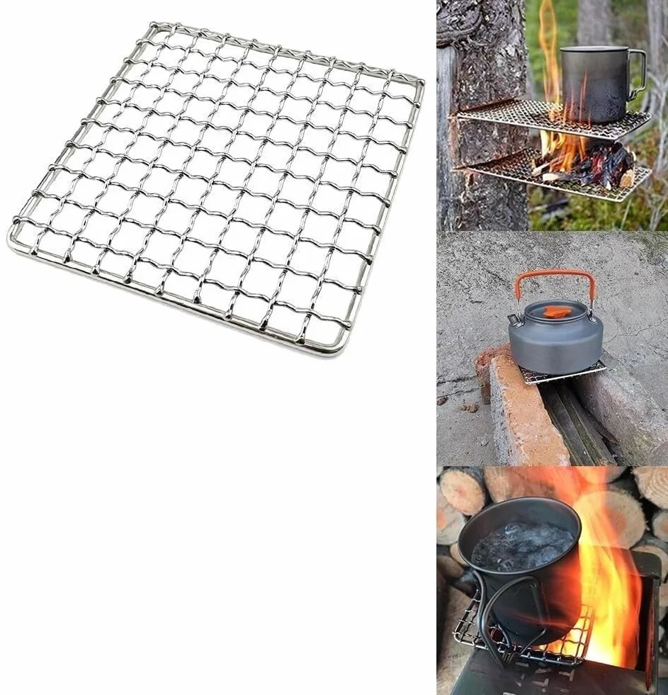 Griglia BBQ Mesh 13 x 13 cm, resistente alle alte temperature, da campeggio