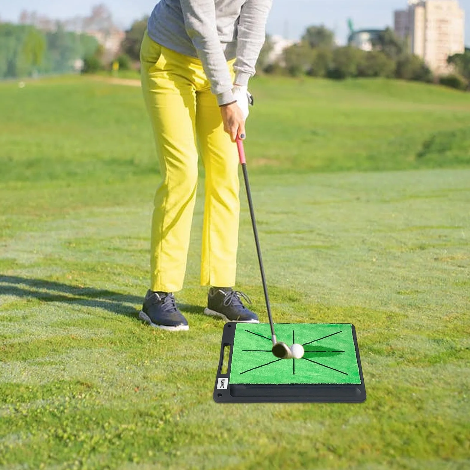 Tappetino da golf per allenamento con retro in gomma, rilevamento feedback oscillante