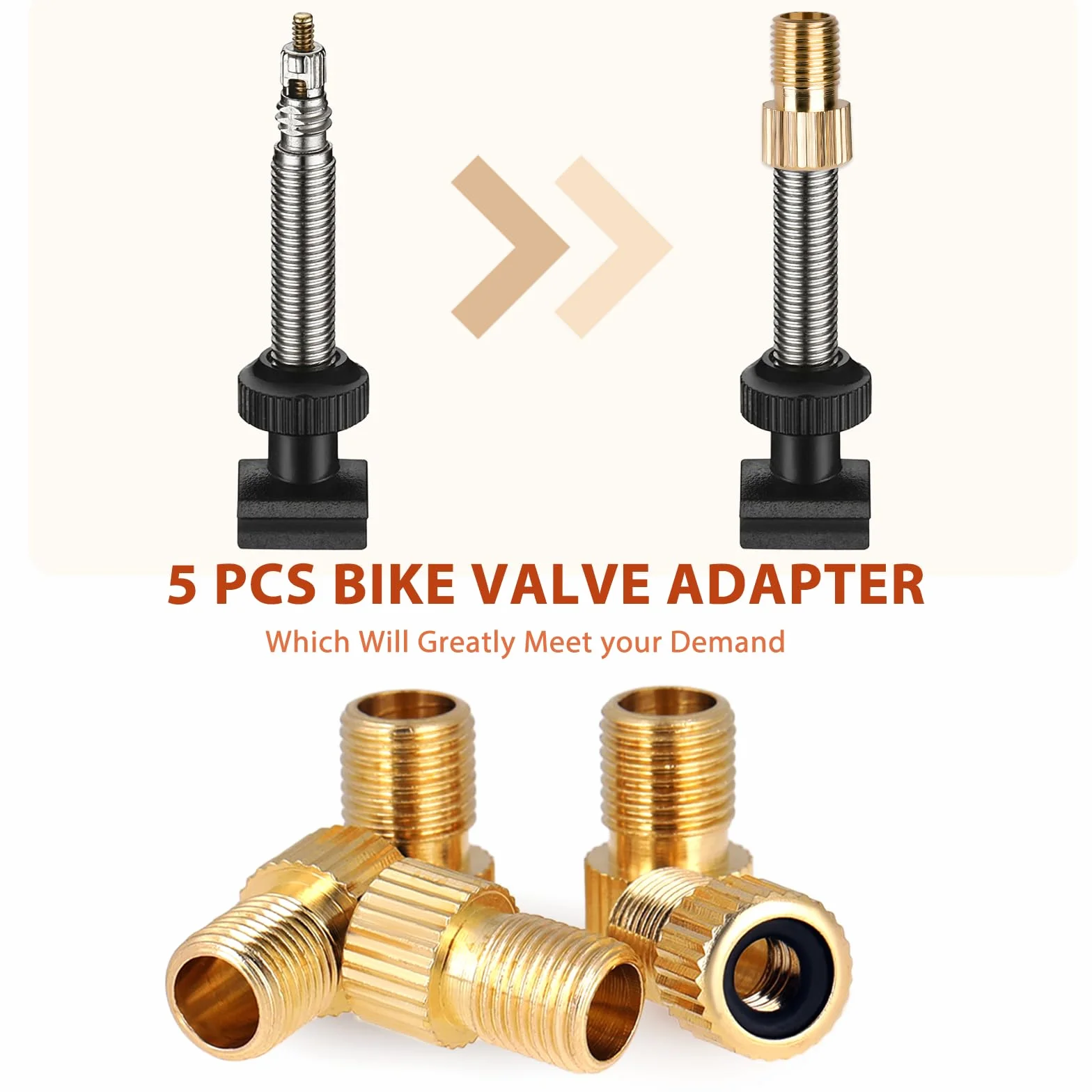 Sliverdew 5 pezzi adattatore valvola Presta a Schrader in ottone per bici