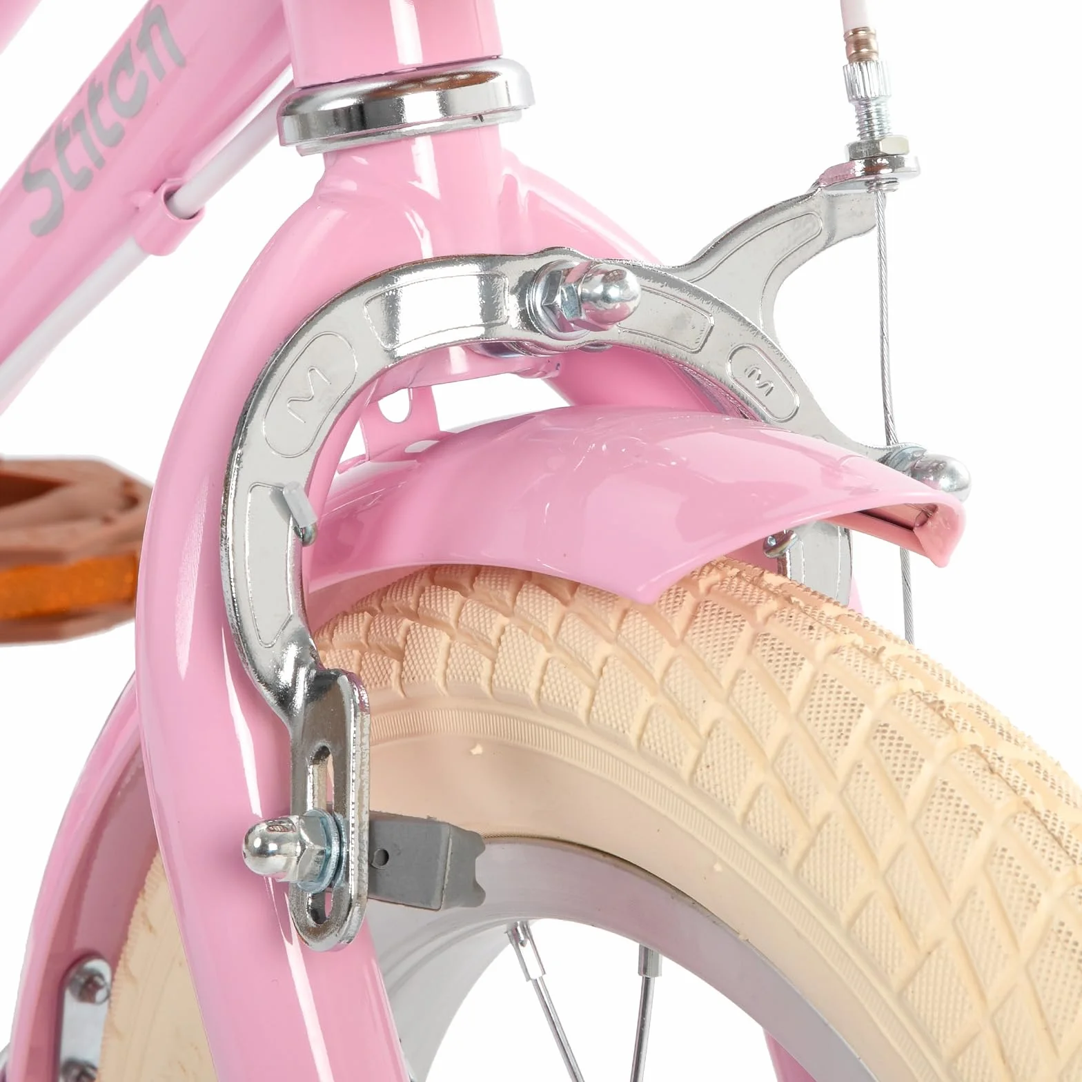 Bicicletta per bambini 12-18 pollici con cestino e ruote stabilizzatrici verde e rosa