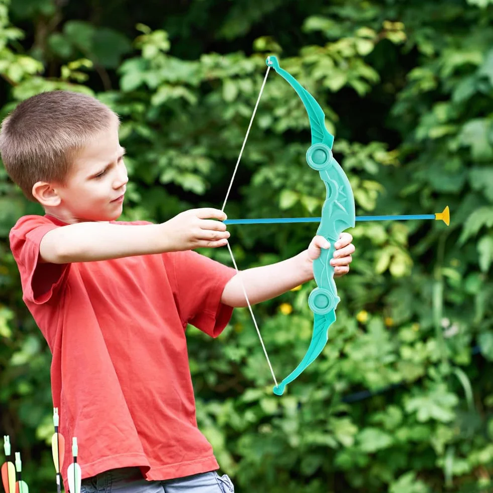 Set Arco e Frecce per Bambini con Bersagli e Frecce a Ventosa Gioco Tiro Interno Esterno