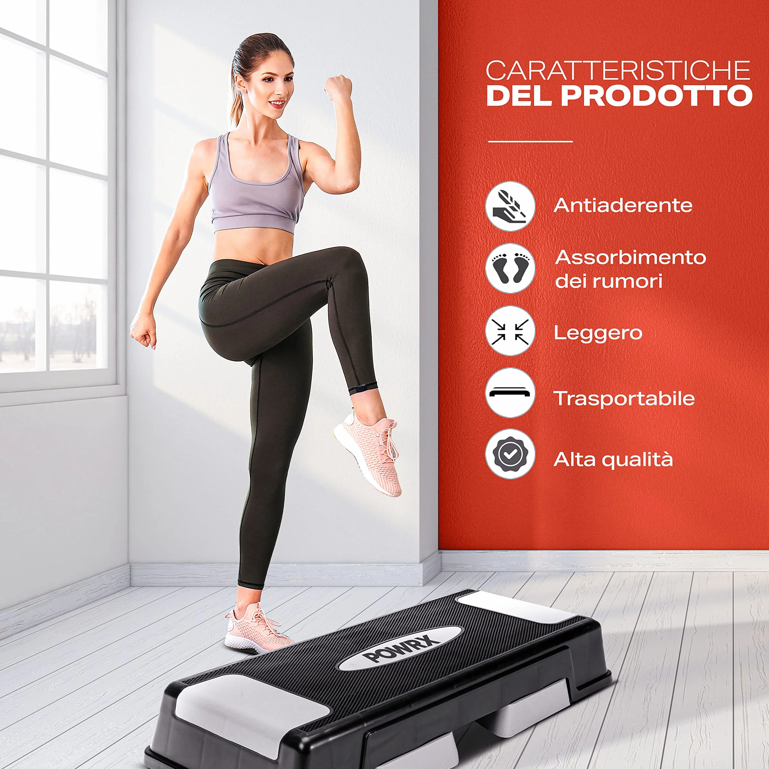 POWRX Step Aerobica Professionale Altezza Regolabile