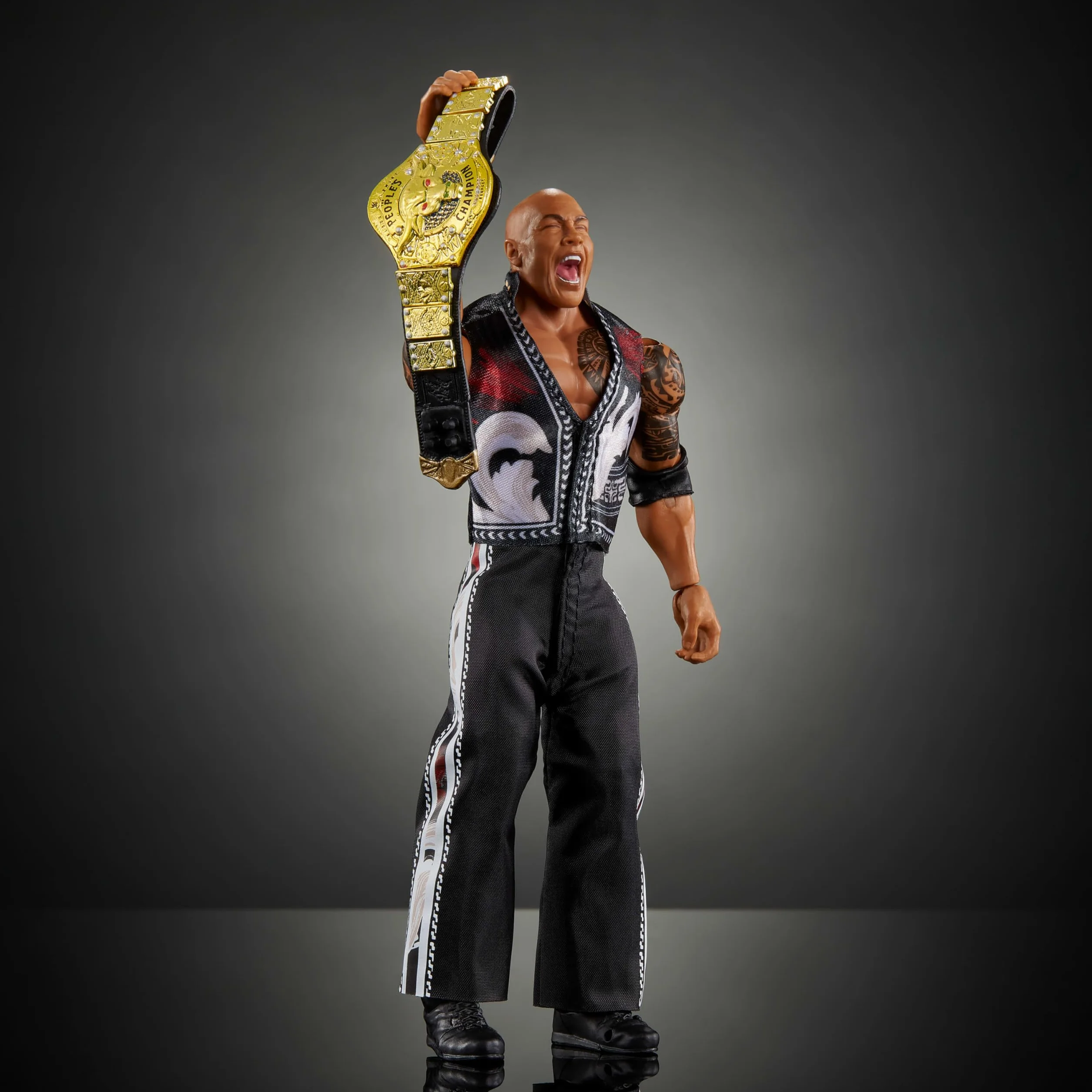 Mattel WWE Ultimate Edition Action Figure The Rock Collectible Set, 15,2 cm, Teste e mani intercambiabili, 30 punti di articolazione