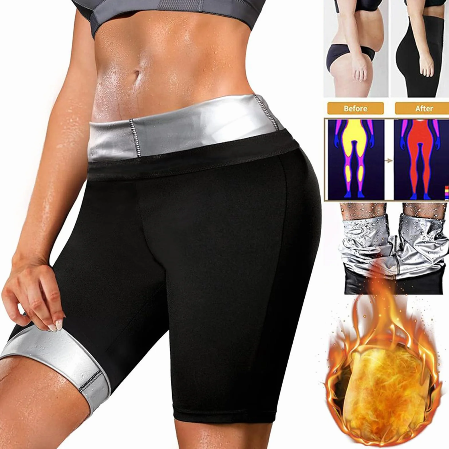 Pantaloni da sauna dimagranti termici taglia L per donne