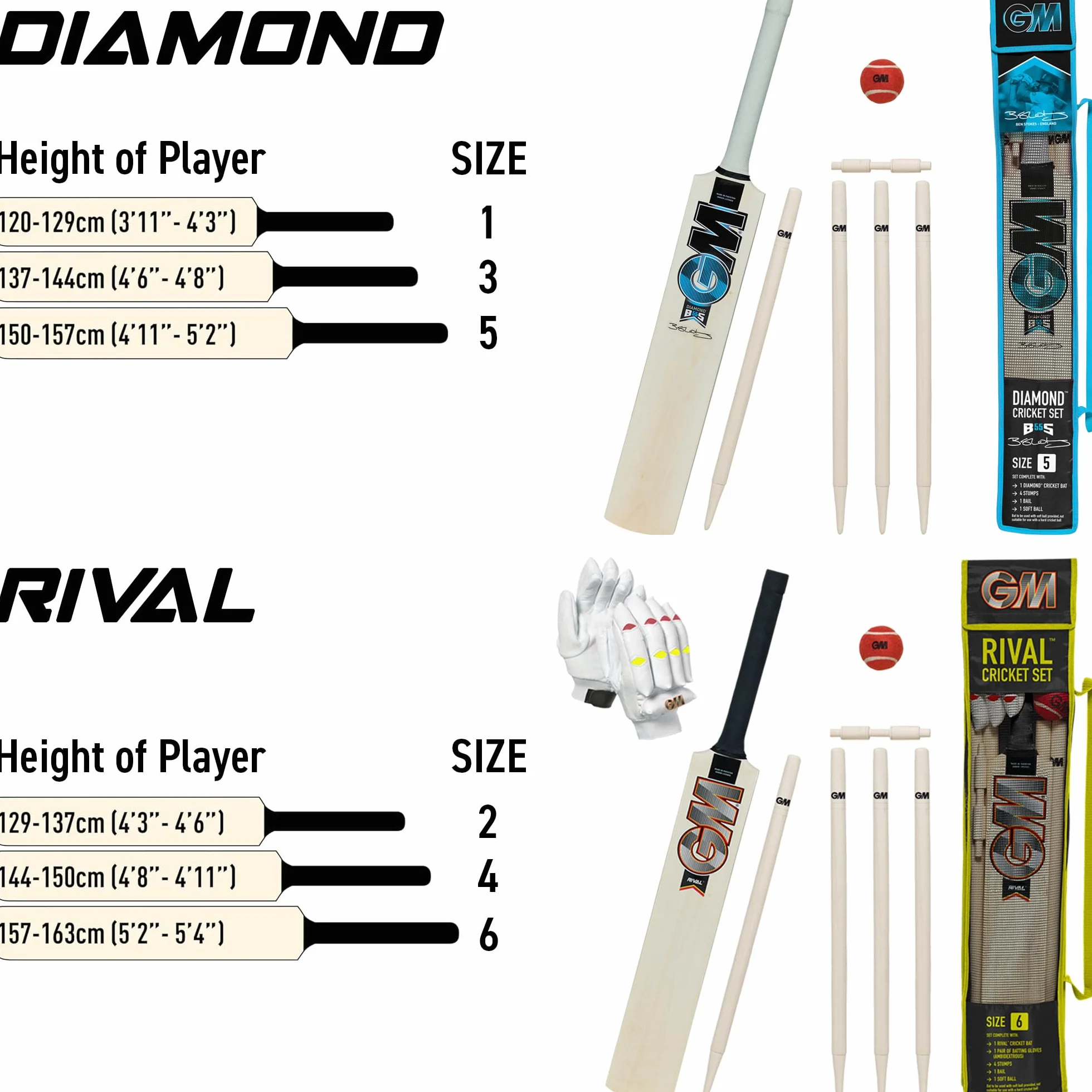 Ben Stokes Diamond Endorsed Wooden Cricket Set Mazza Diamantata Palla Tennis Rossa Morbida Paletti Borsa Trasporto Misura 5