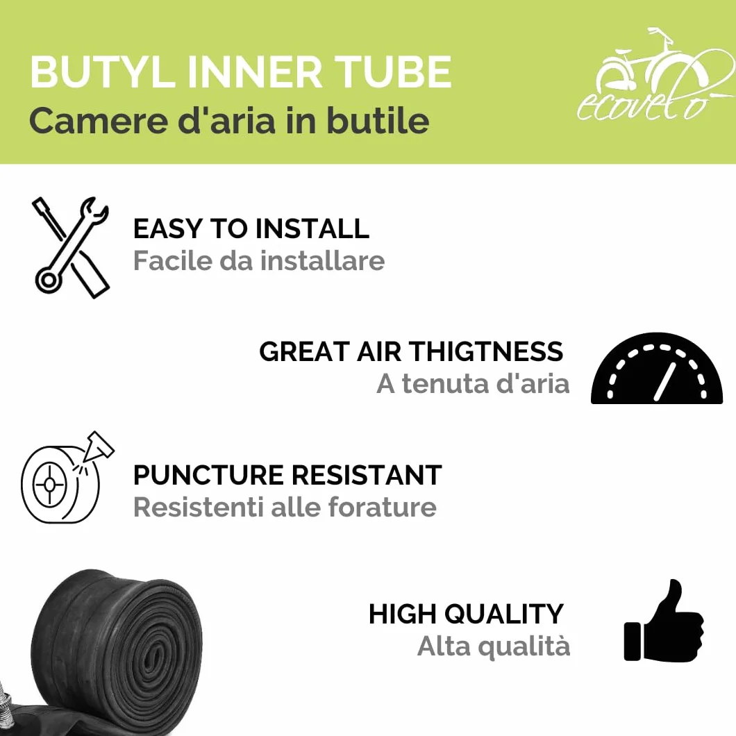 N° 2 Camere d’aria 2.25-16 con Valvola Dritta TR4 Per Pneumatici Moto Universale Ciclomotore Piaggio Bravo Si