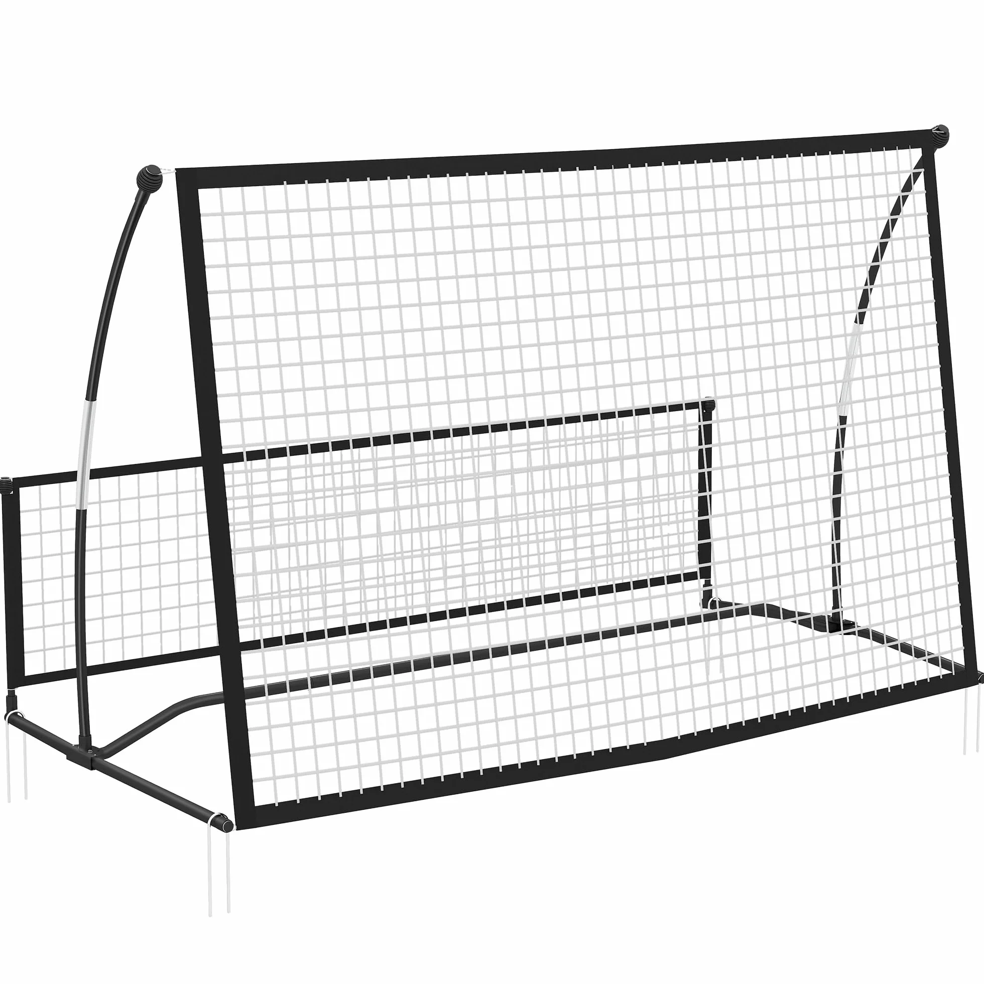 SPORTNOW 2 in 1 Pieghevole Rete di Rimbalzo per Calcio Doppio Lato con Borsa per Trasporto, Nero