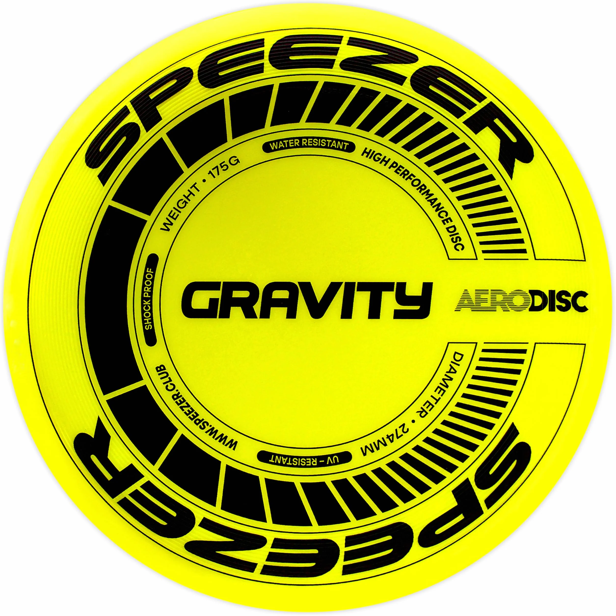 SPEEZER Gravity Frisbee 175 g – Disco da lancio professionale giallo neon per bambini adulti – Ultimate Flying Disc giocattolo da spiaggia