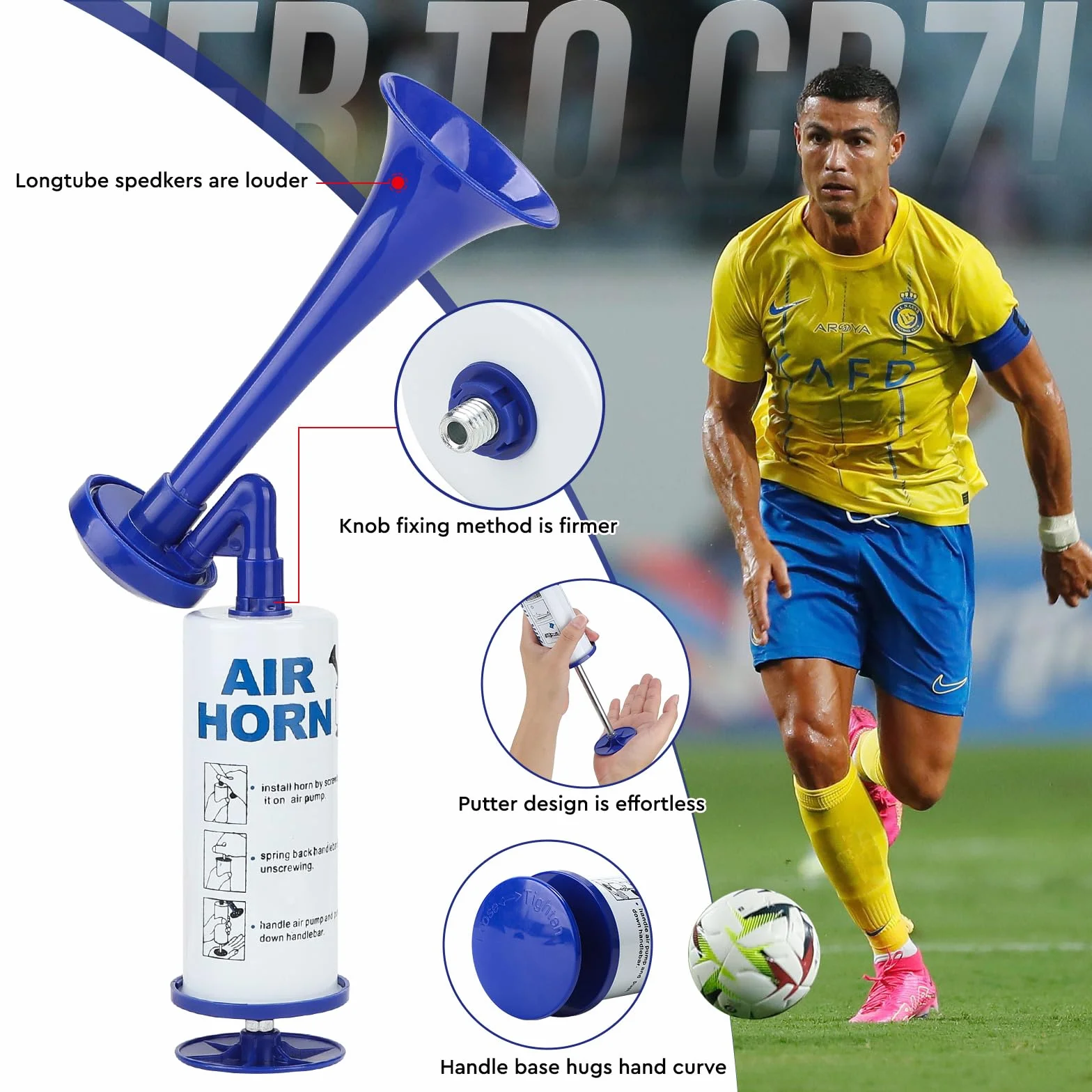 Air Horn Clacson da Calcio Tromba d'Aria Portatile Corno Aereo