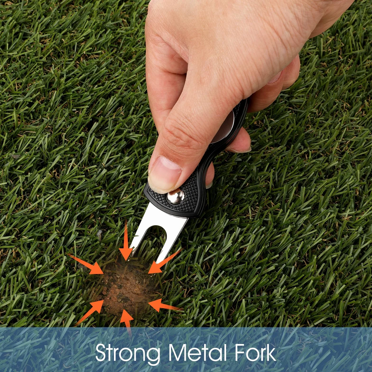TIESOME Golf Divot Repair Tool z magnetycznym markerem, 2 sztuki, składany, stal nierdzewna