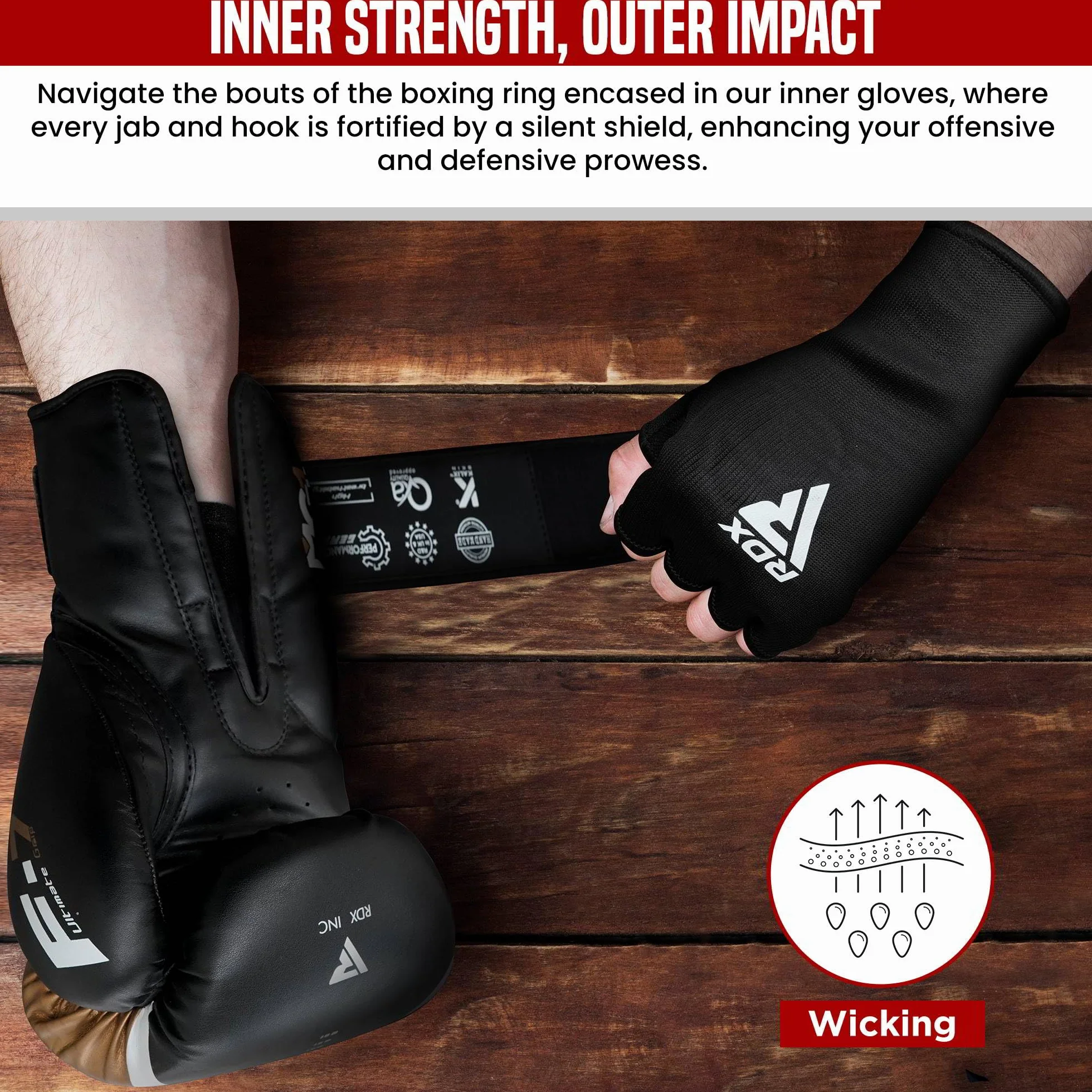 RDX Fasce Boxe Sottoguanti Interni Bende Elastiche Mani Polso Protezione Pugilato Allenamento