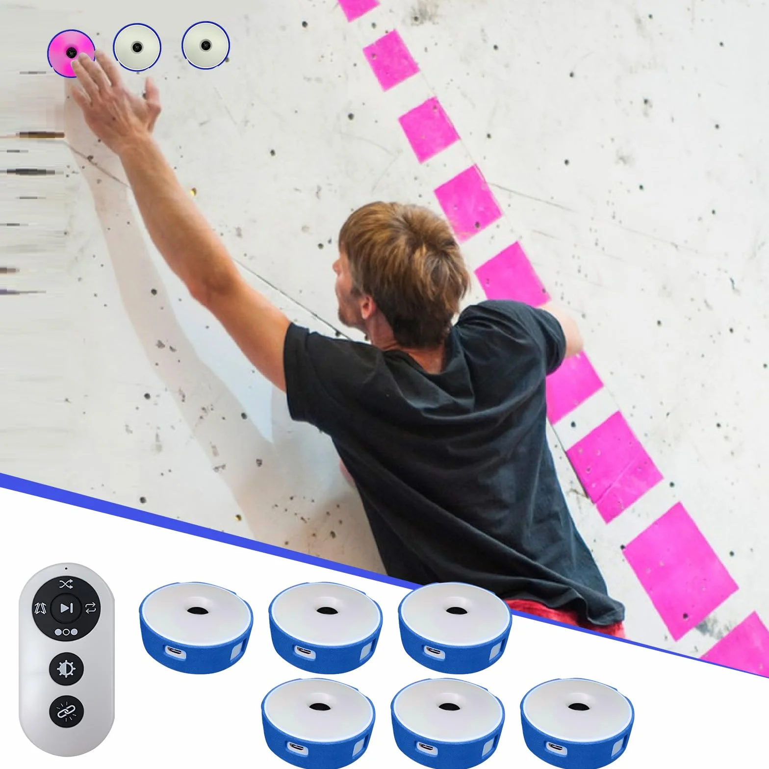 Luci per allenamento di reazione 6 pezzi 4 modalità kit con ricarica USB
