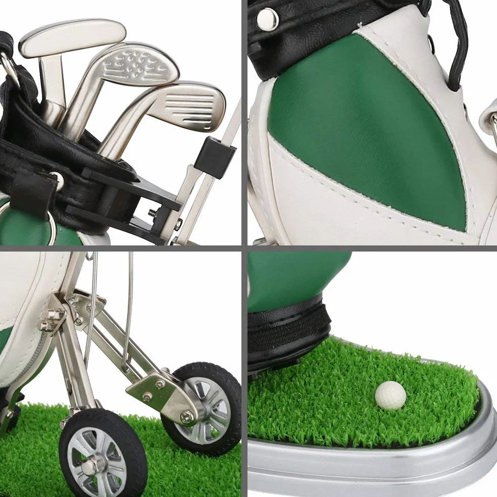 Golf Portapenne 3 Pezzi Club Penne Set Desk Decor Regali Uomini, Verde Bianco