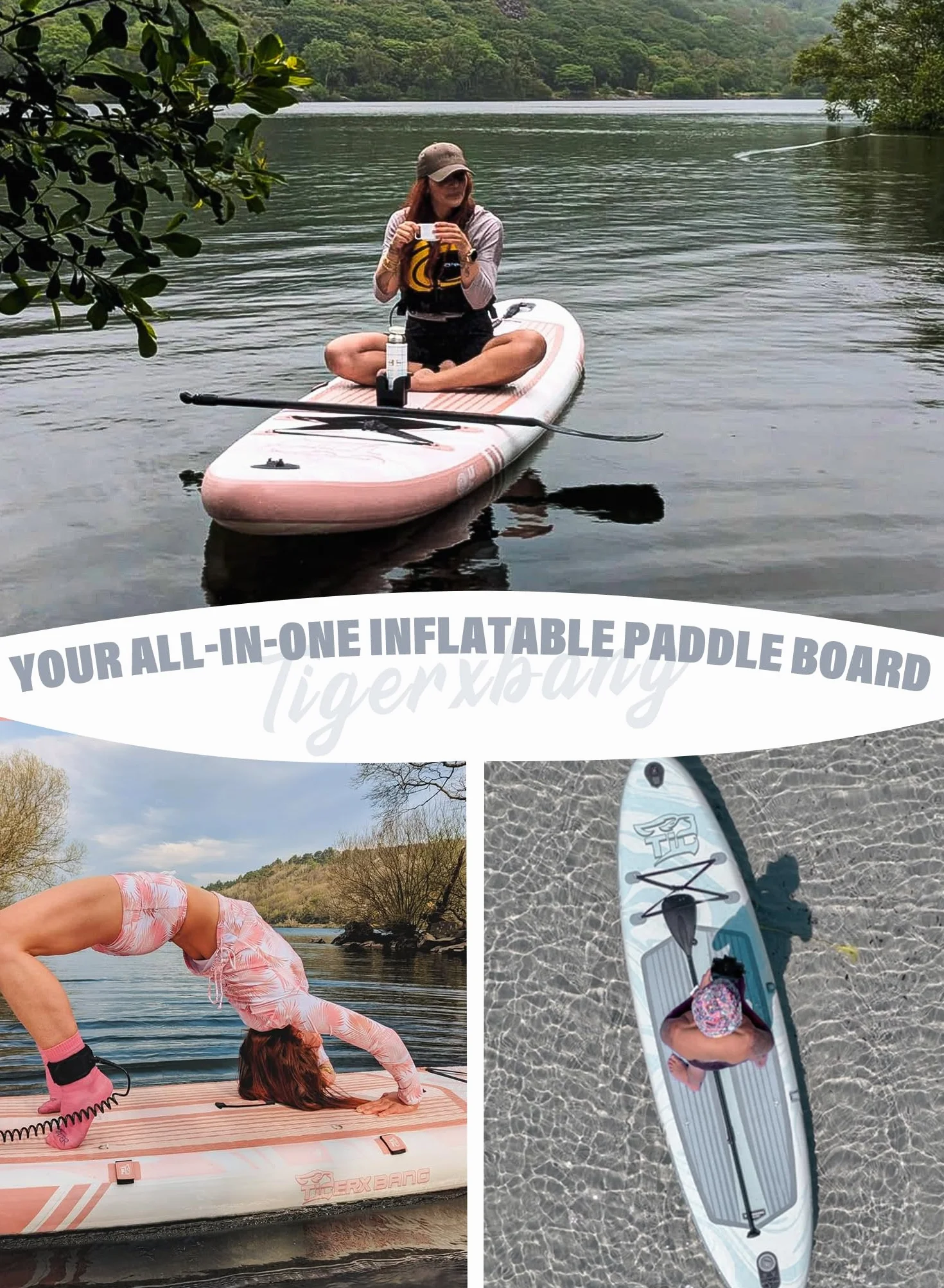 TIGERXBANG Tavola SUP Gonfiabile per Adulti 200kg con Sedile, Pagaia, Zaino