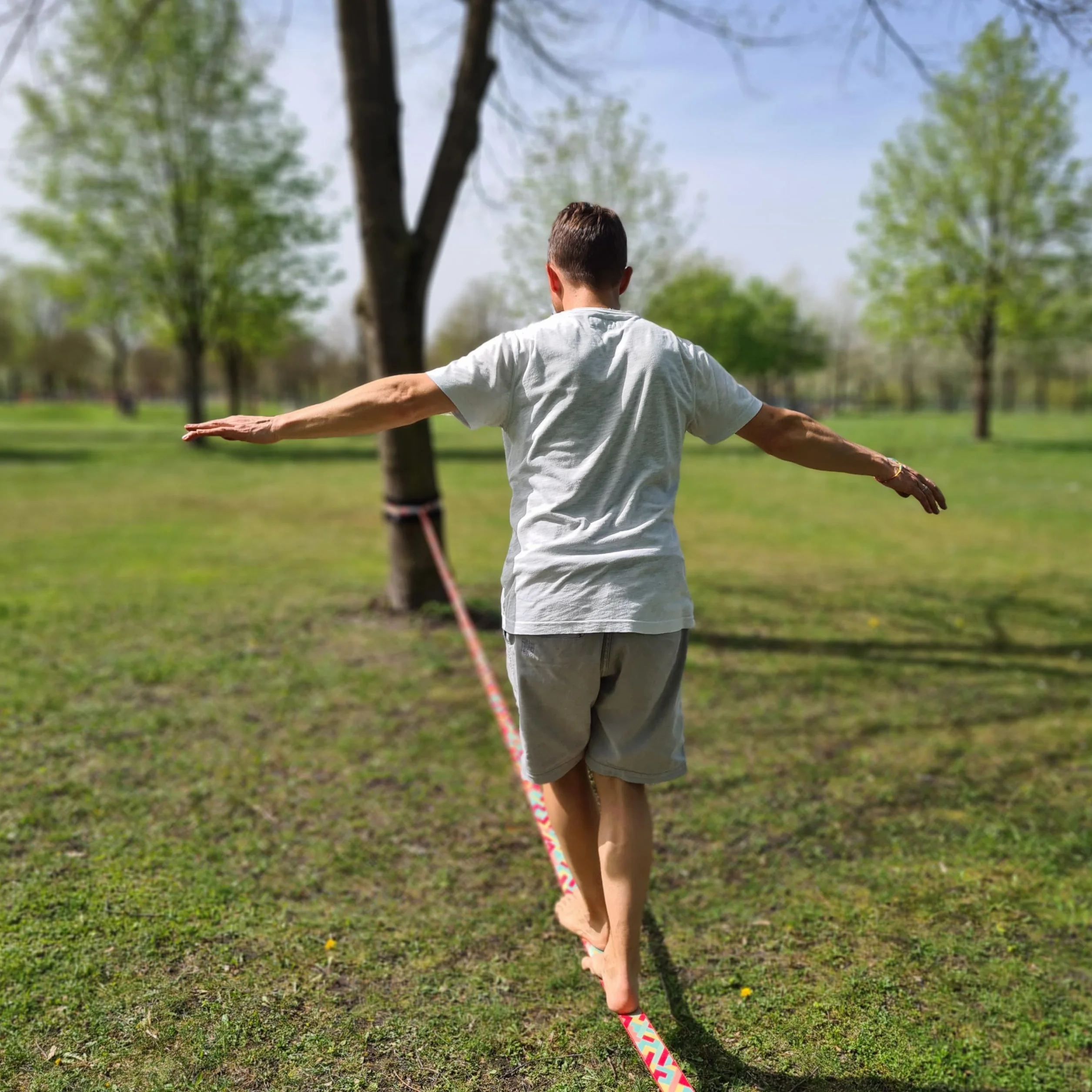 Slackline Set 5 cm con protezione albero e cricchetto