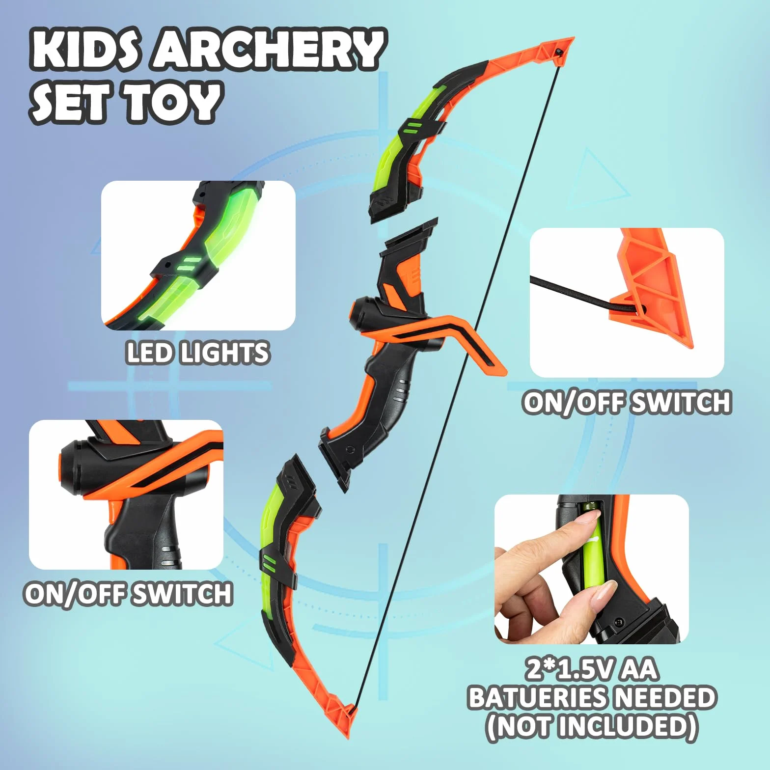 RedCrab Arco e Frecce per Bambini con Luci LED 10 Frecce a Ventosa Bersaglio Gioco 3-8 Anni Ragazzi Ragazza