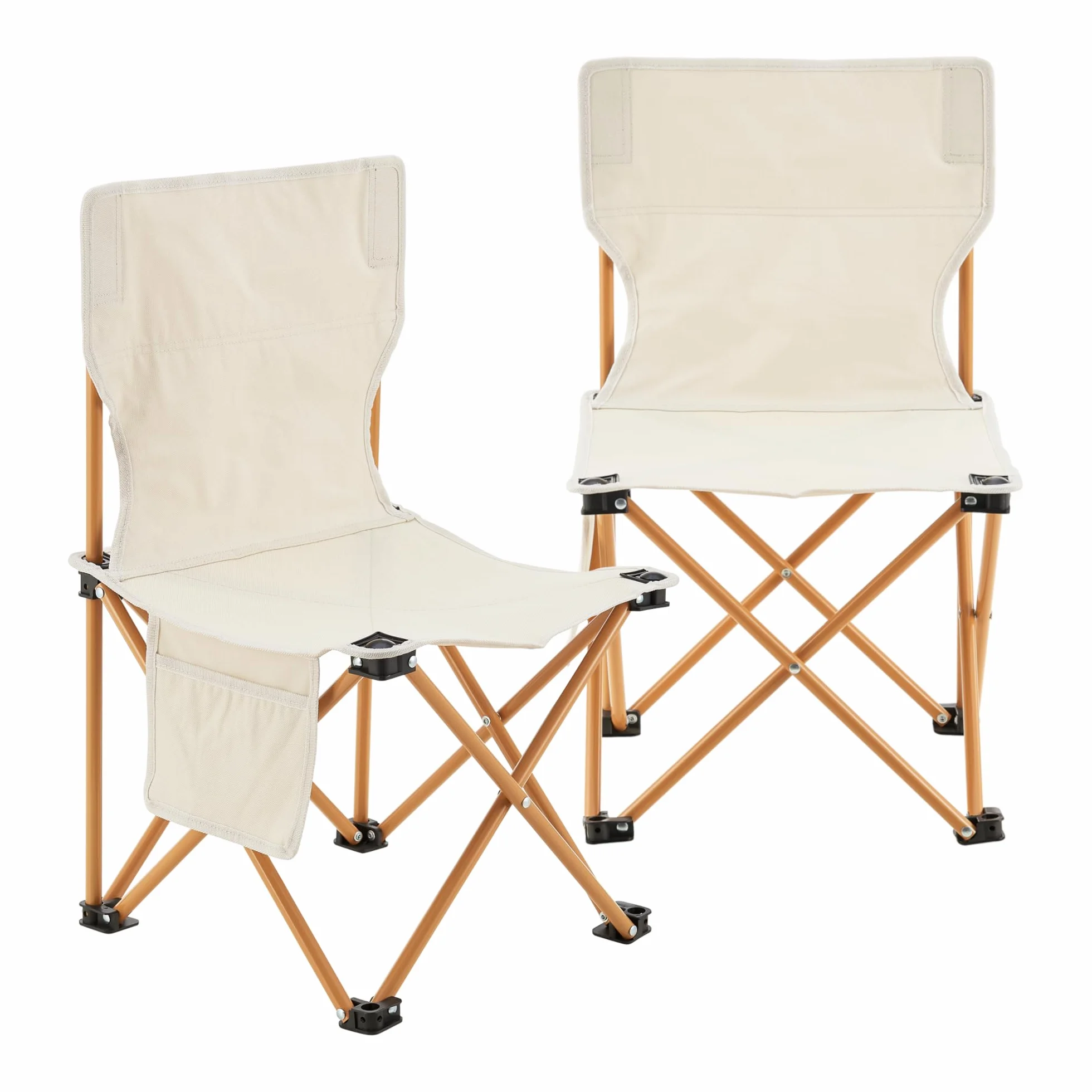 casa.pro Set Campeggio Pieghevole Tavolo e Sedie Portatili Telaio Acciaio Tessuto Beige