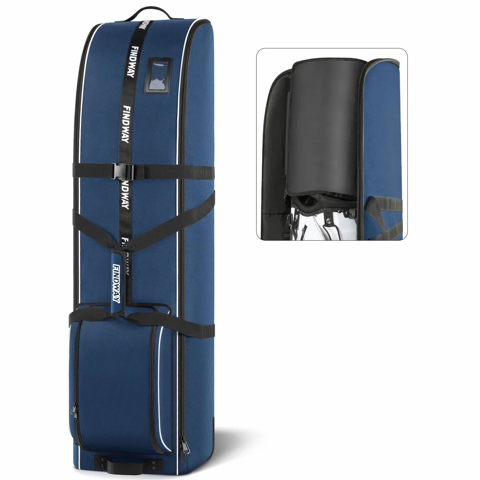 Findway Custodia da Viaggio da Golf con Ruote, Tessuto Oxford 900D Resistente/Impermeabile, Imbottita Cuscino Rimovibile per Protezione Bastoni in Volo, Premium