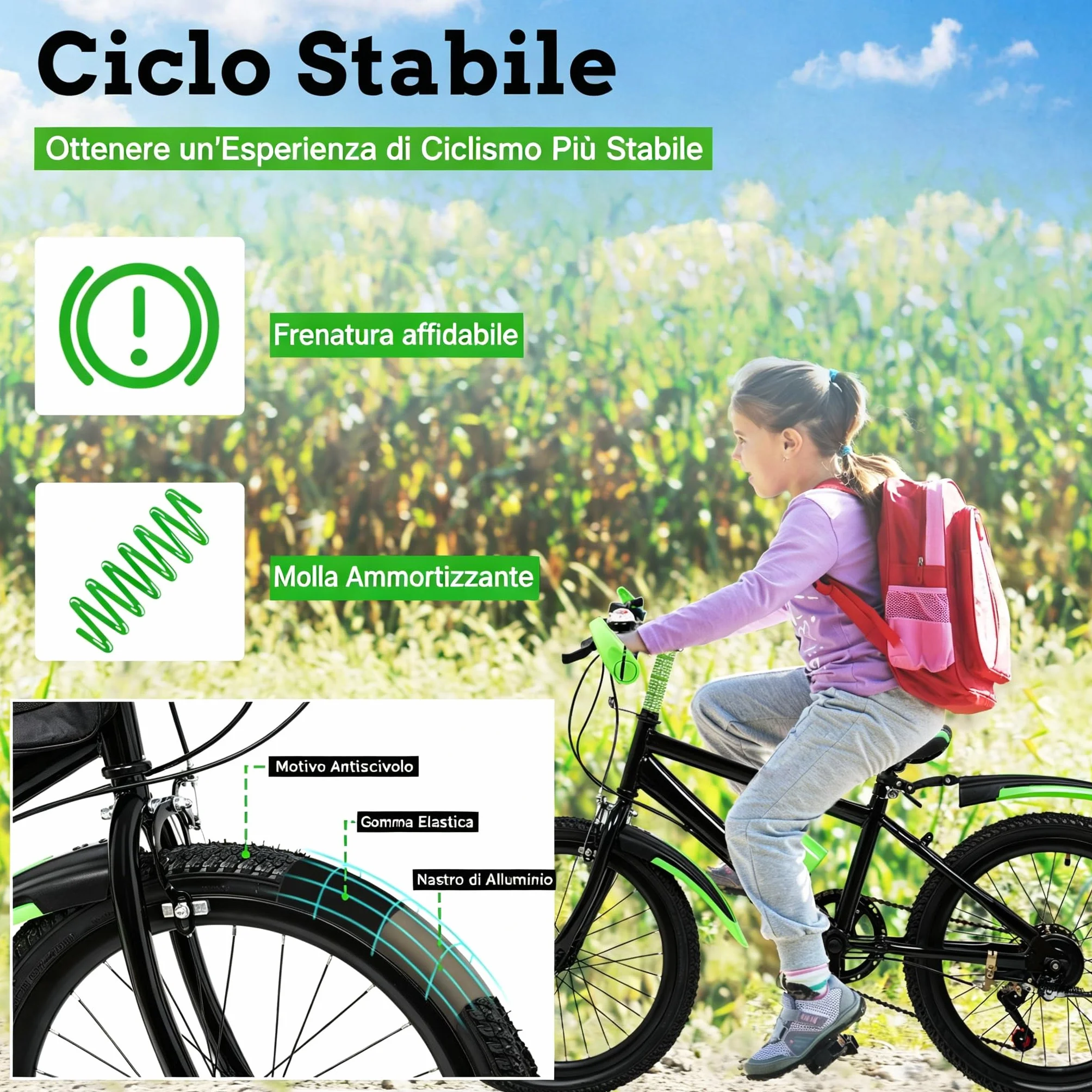 Mountain Bike 20 Pollici per Bambini Ragazzi Ragazze da 8 a 13 Anni, Bicicletta MTB 7 Marce Freni a Disco