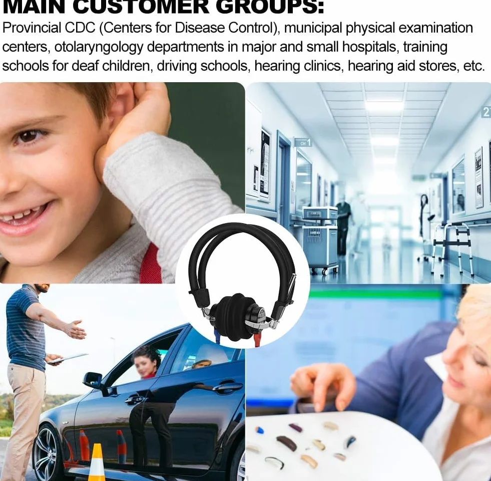 Audiometro Cuffie Tester Dell'udito Digitale Alta Sensibilità Per Audiologi Conduzione Aerea