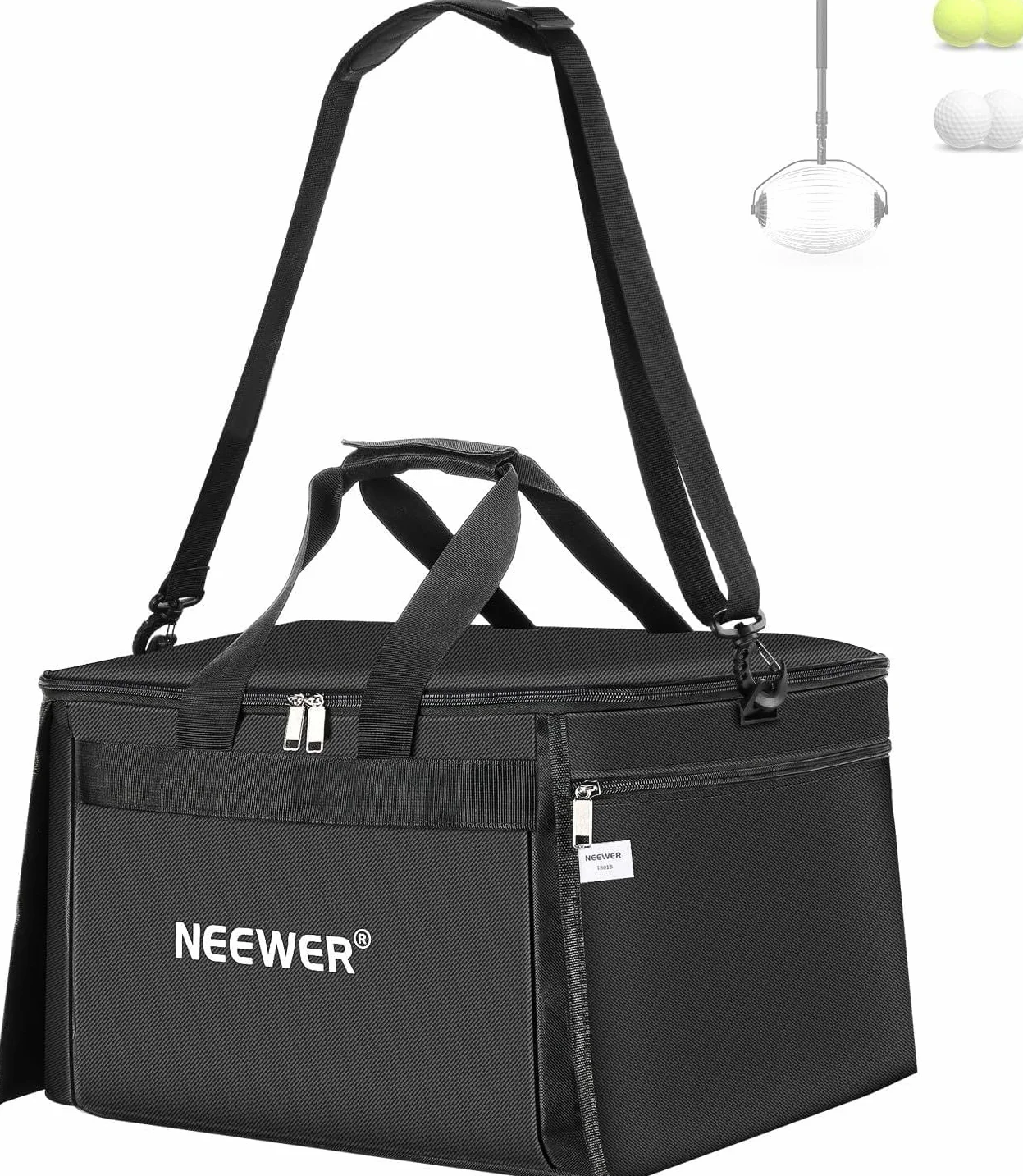 NEEWER TB03B Borsa Porta Palline Tennis Pieghevole in Poliestere con Tasche Laterali, Max 120 Palline