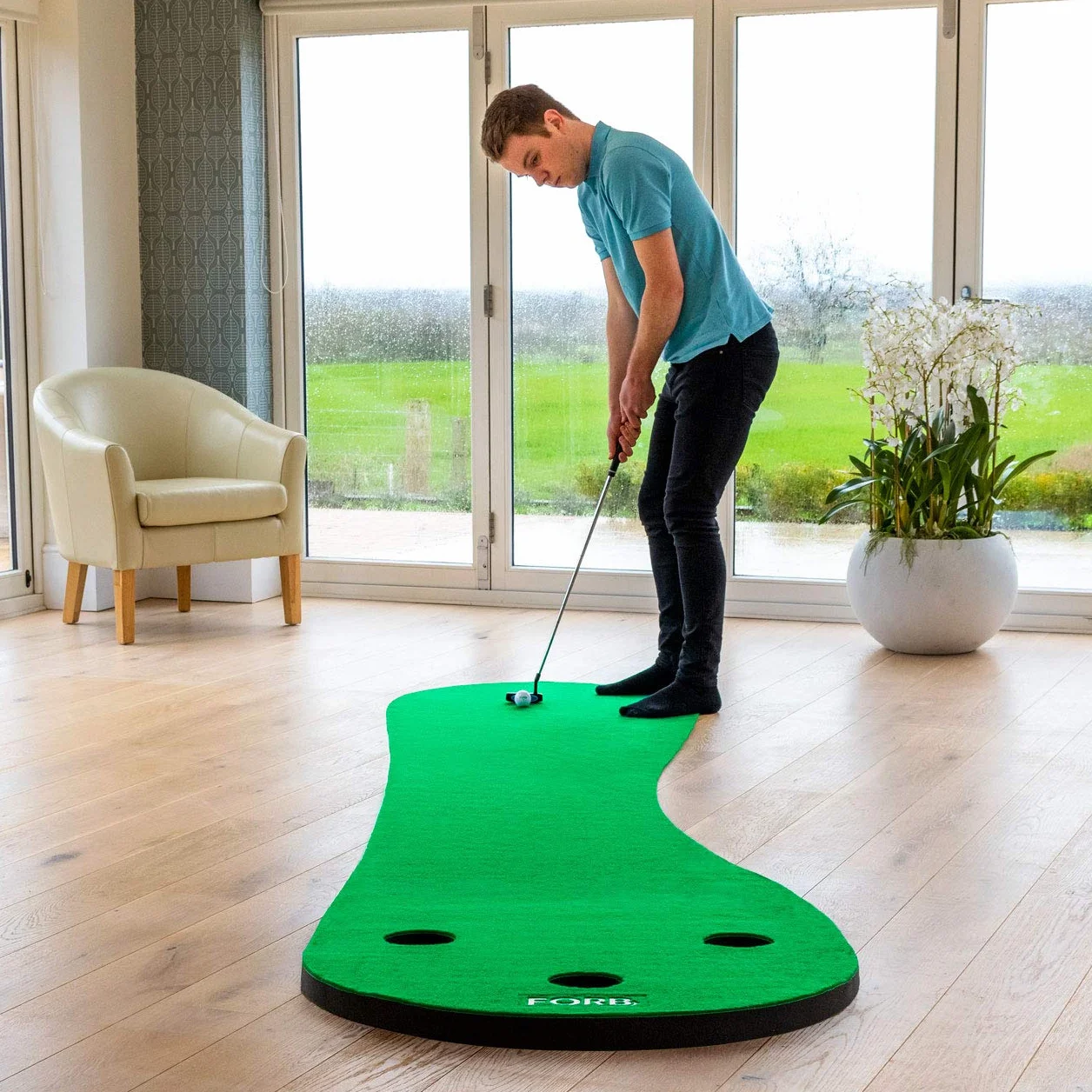 FORB Tappetino Putting da Golf 3 Buche Allenamento Domestico 2 Dimensioni