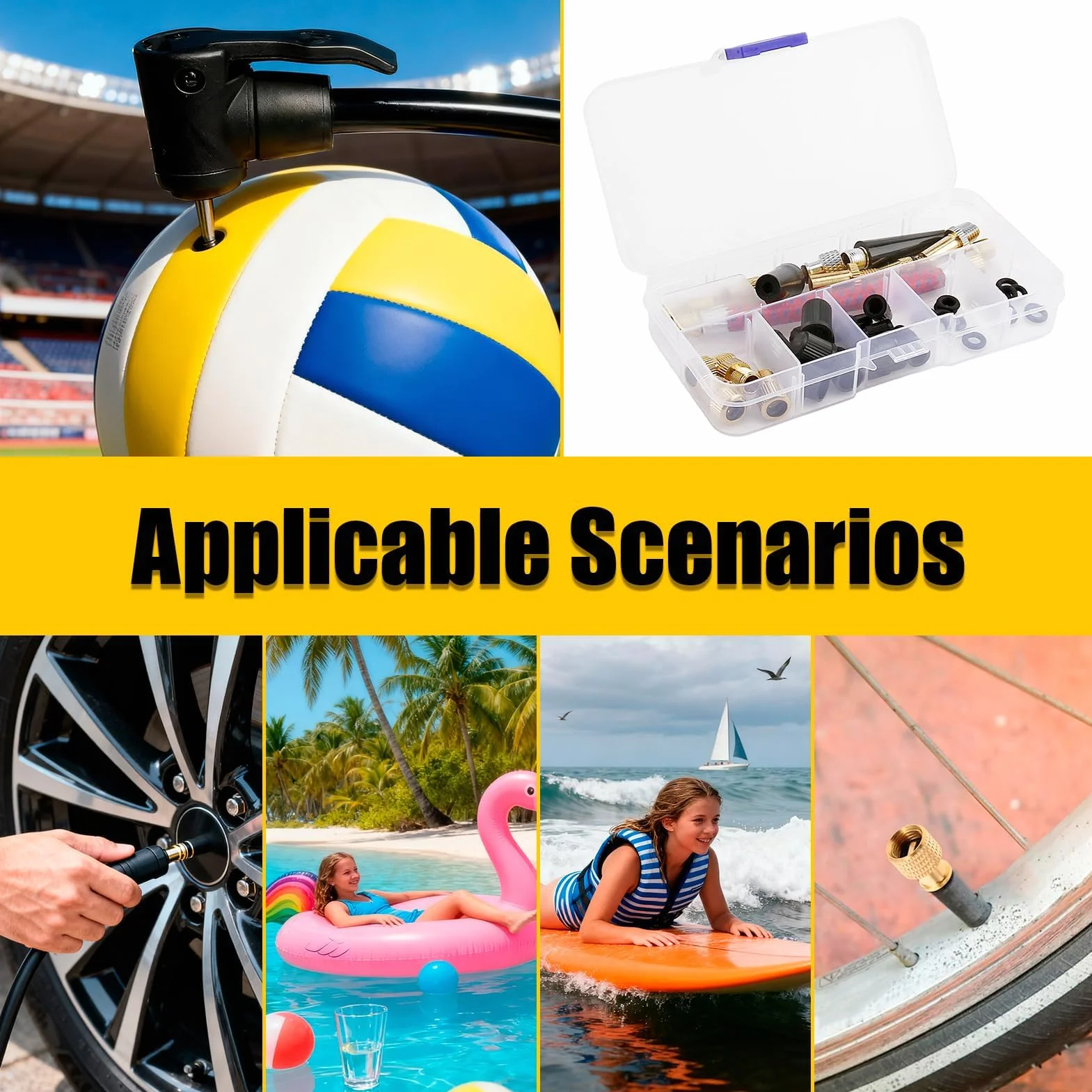Accessori Bici 41 Pezzi Set Pompa Bicicletta Adattatore Valvola Ago Gonfiare Palloni Materassino
