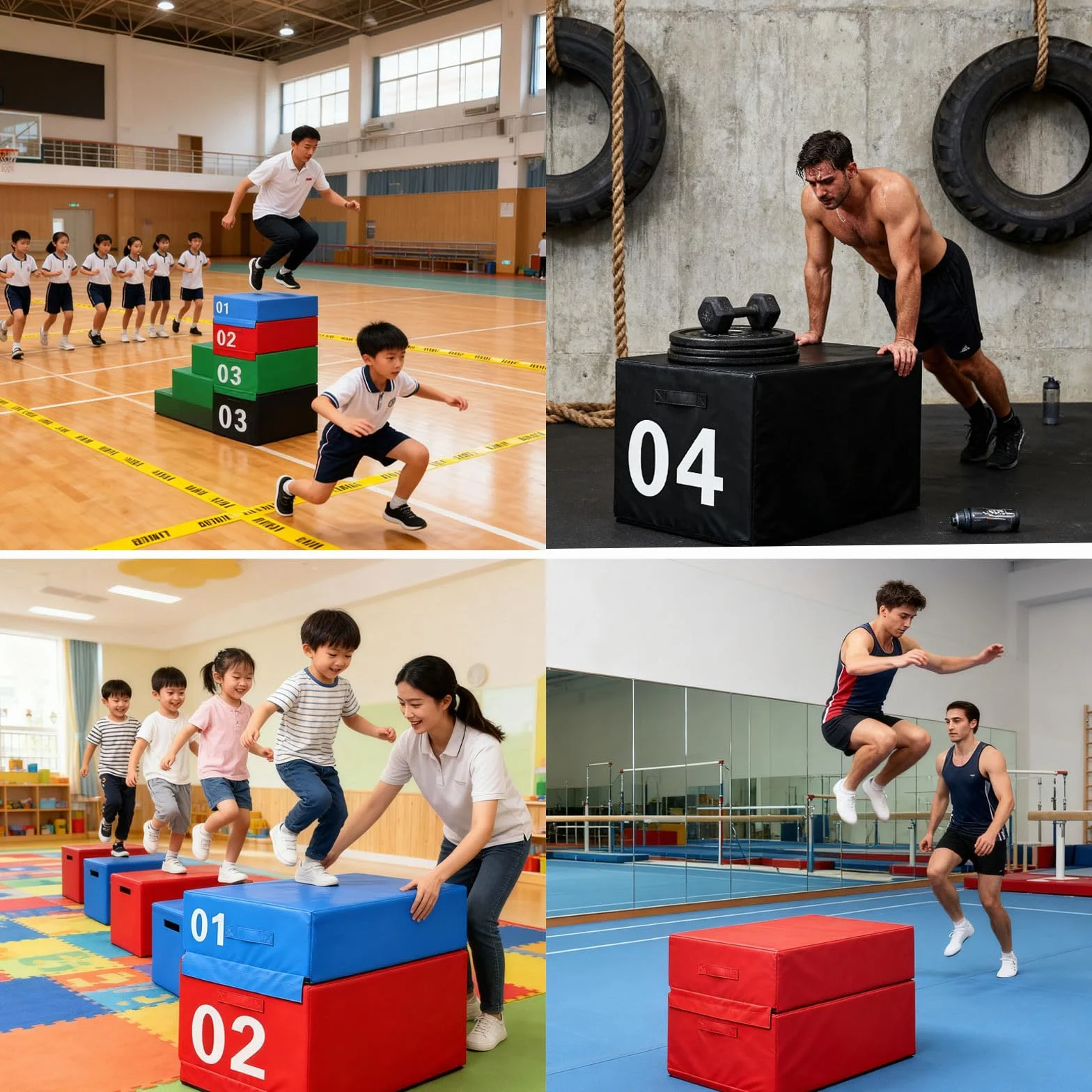 Plyo Box Impilabile in Schiuma 75x55x35cm per Allenamento Salto Crossfit