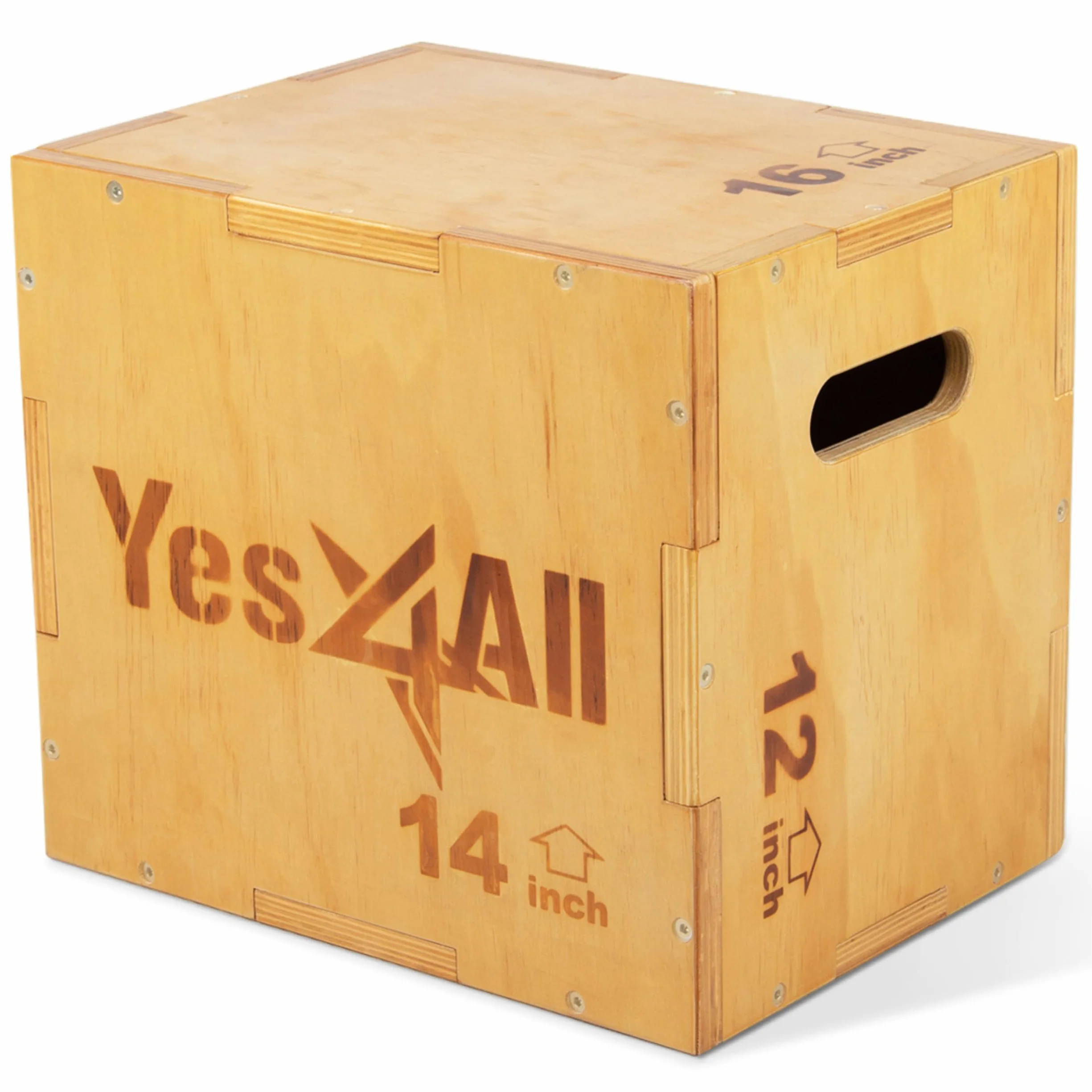 Yes4All Scatola Plyo 3 in 1 in legno antiscivolo, scatola pliometrica 40,6 x 35,6 x 30,5 cm, Wood Basic