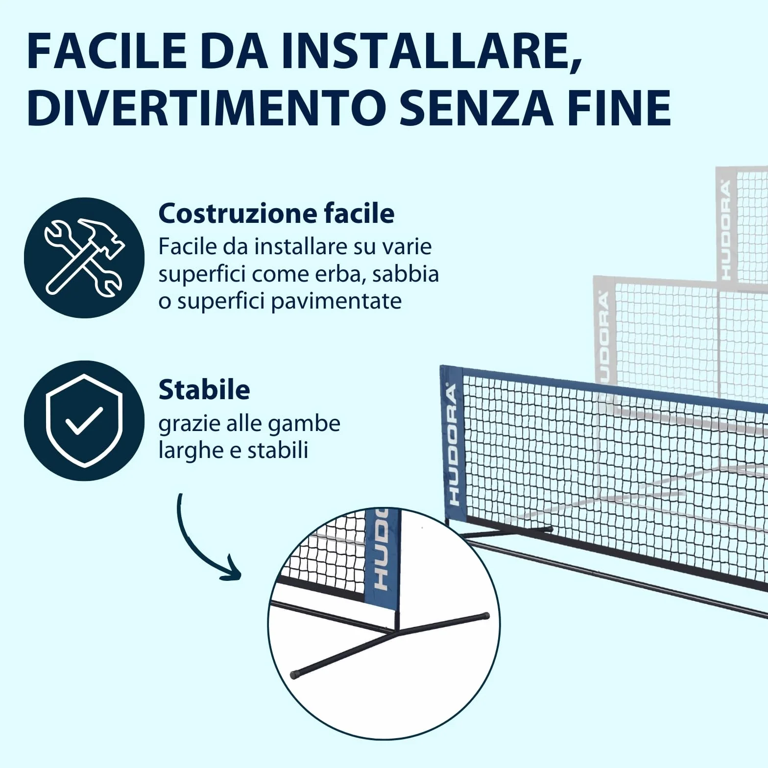 HUDORA Rete multiuso Street multifunzione per tennis e badminton regolabile da esterno resistente alle intemperie