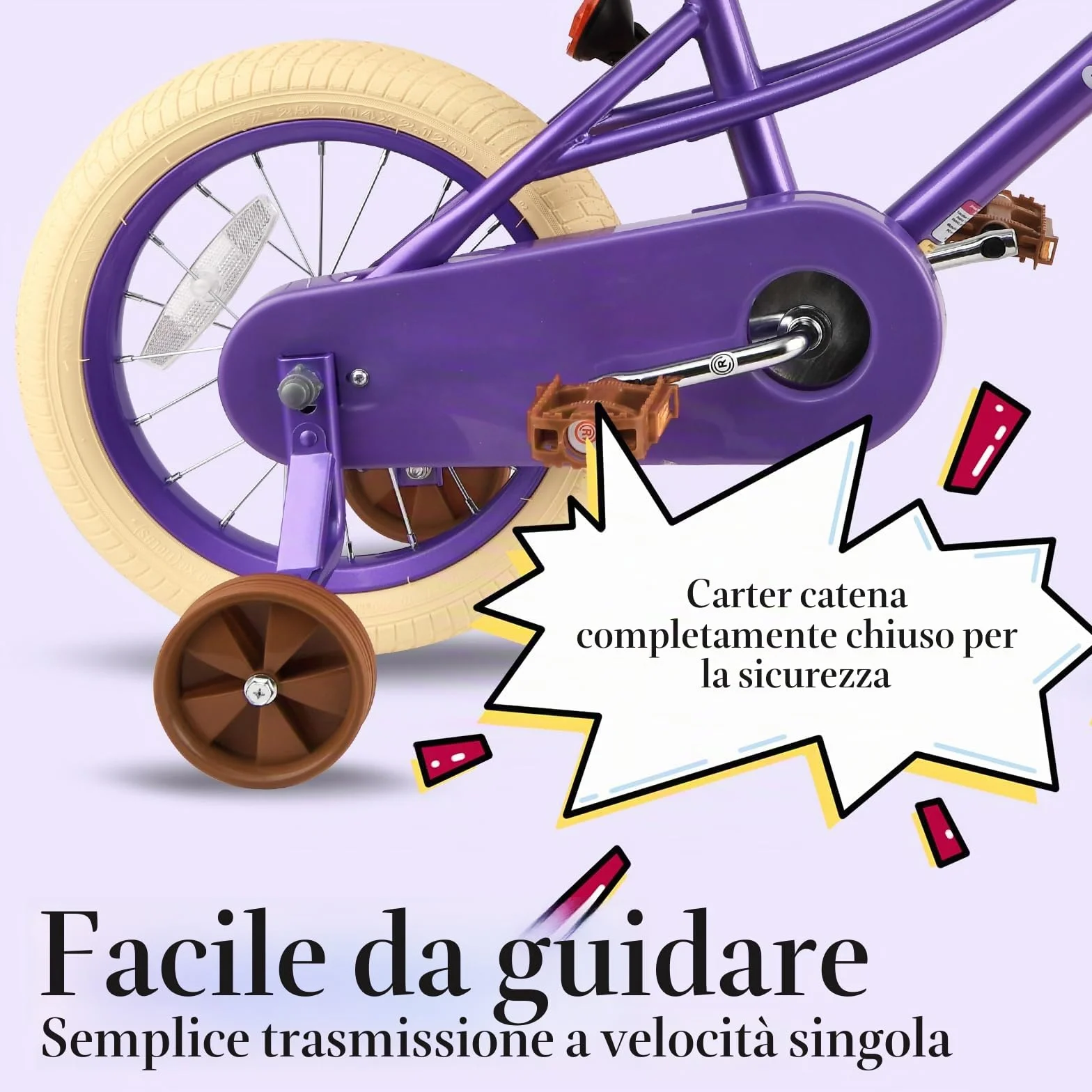 RULLY Bicicletta per Bambina 12 14 16 Pollici 2-7 Anni con Seggiolino per Bambola, Rotelle, Cestino e Nastri