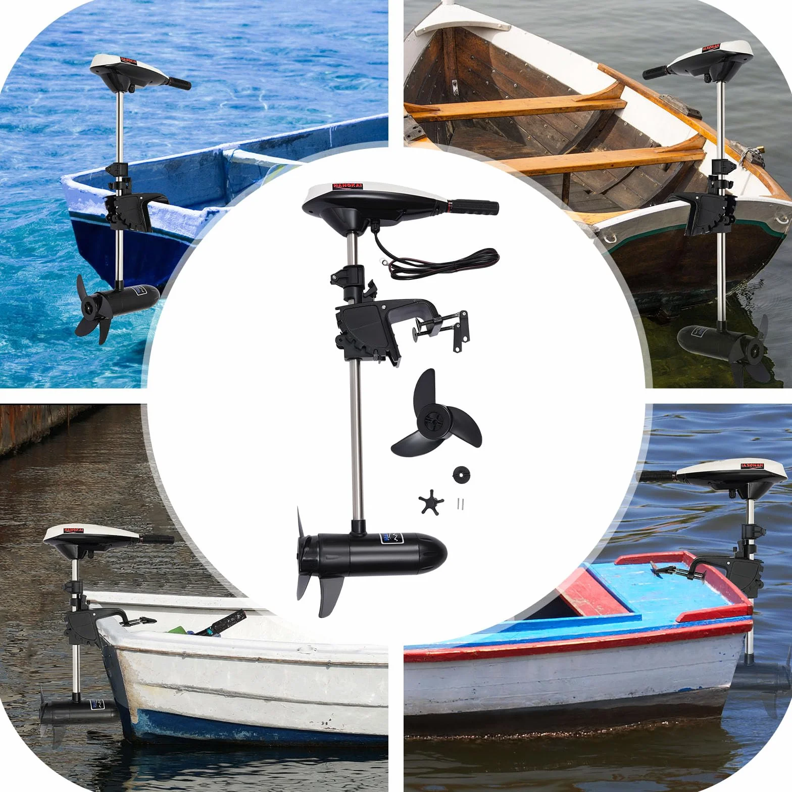 Motore fuoribordo elettrico 12V 20,41 kg 5 velocità avanti 2 retro per barca kayak canoa gommone