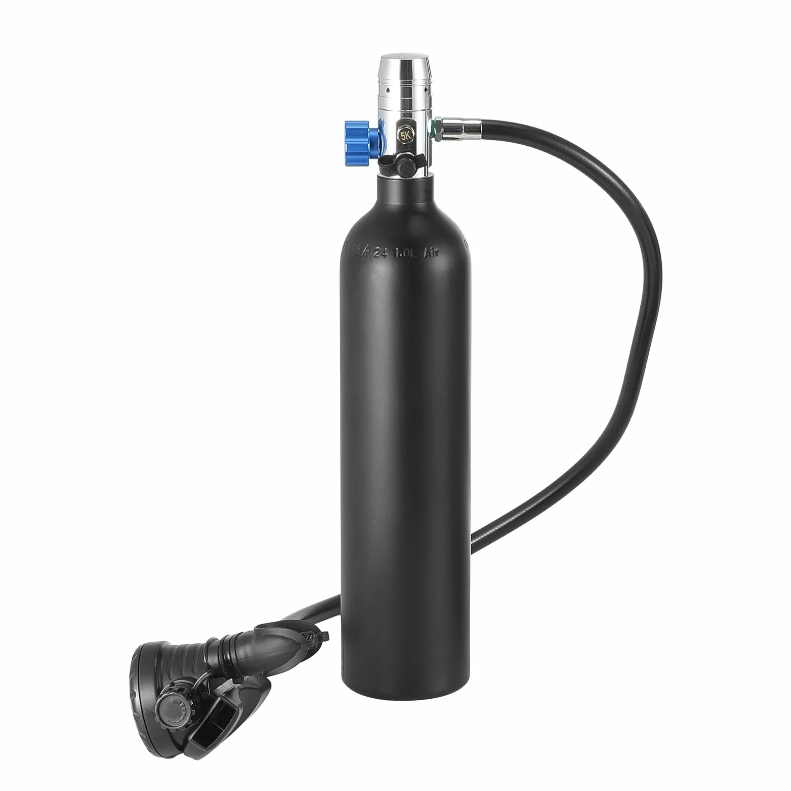 VEVOR Bombola Subacquea Portatile, capacità del Cilindro 1 L Bombola di Ossigeno per Immersioni, Supporta 15 a 20 Minuti di Respirazione Subacquea, profondità di Immersione 30 m con Pompa, Nero