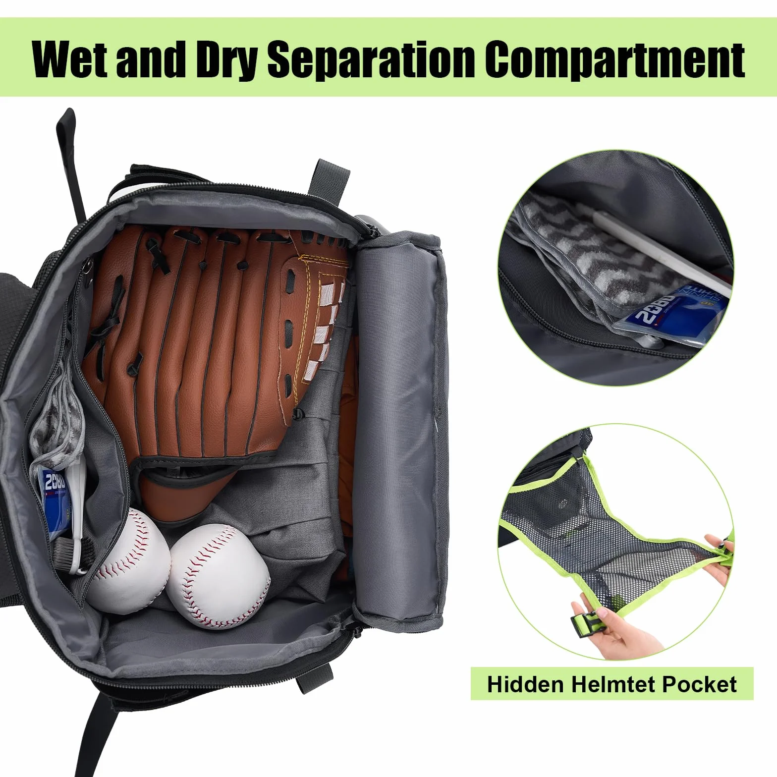 POWER KING 45L Youth Baseball Bat Bag, Large Capacity Backpack for Baseball, T-Ball & Softball Equipment & Gear with Shoe Compartment | Fence Hook | Helmet Holder