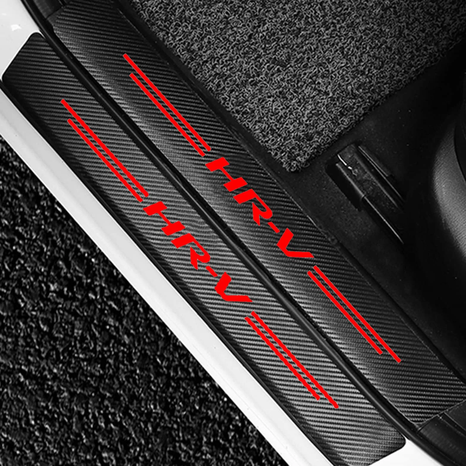 4 Pezzi Piastra Battitacco Auto in Fibra di Carbonio per Ho-nda HR-V HRV HR V Protezione del Davanzale Portiera dell'auto AntiGraffio Batticalcagno Decorativi Accessori,Red