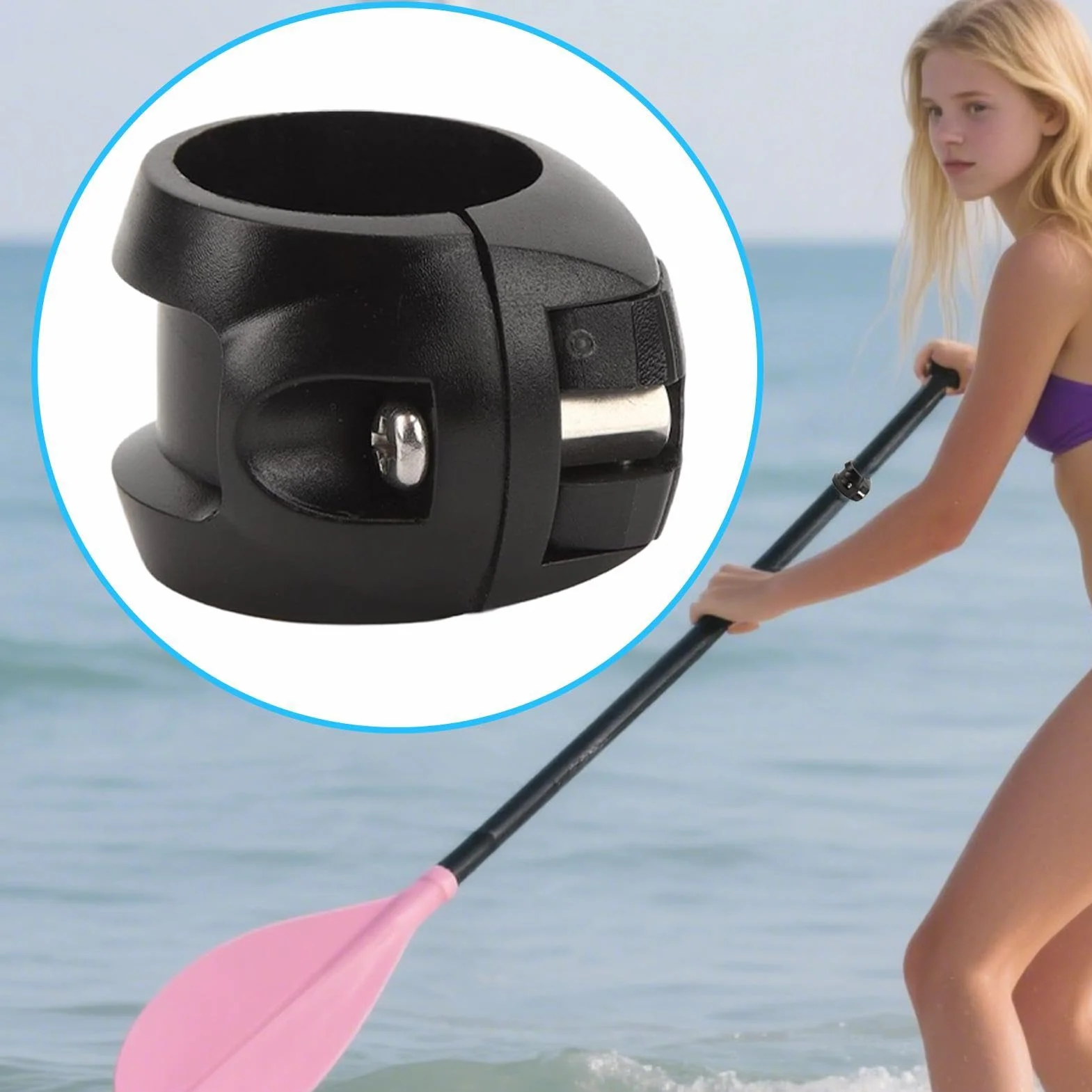 Kayak Paddle Clamp – Connettore regolabile per gamba, attacco in fibra di carbonio, bloccaggio sicuro