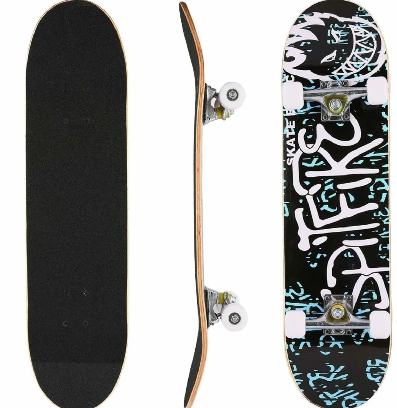 Skateboard a 7 strati, Skateboard Completo,7 Strati di Acero, Concave Skateboard,Cambini,Junior,Principianti, Adulti,Guida Flessibile,Portata 100 kg