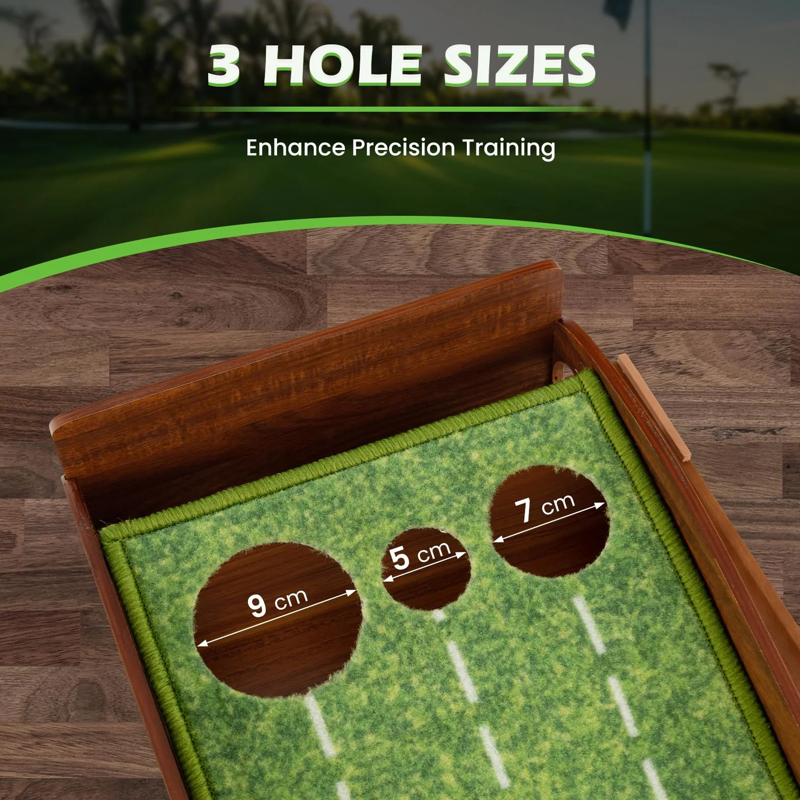 LIFEZEAL Tappetino Golf Allenamento con Buche per Interni Ritorno Automatico Base per Golf 3 Buche