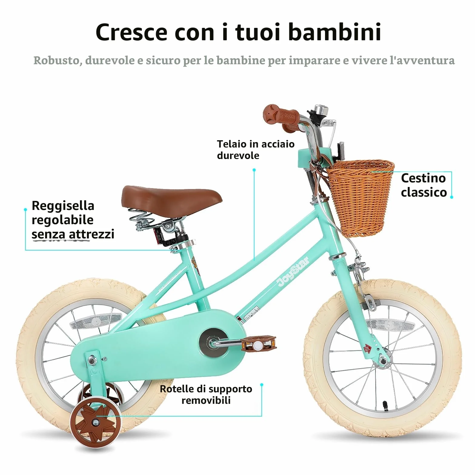 JOYSTAR Bicicletta per bambine 12/14/16/18/20 pollici con rotelle e cestino