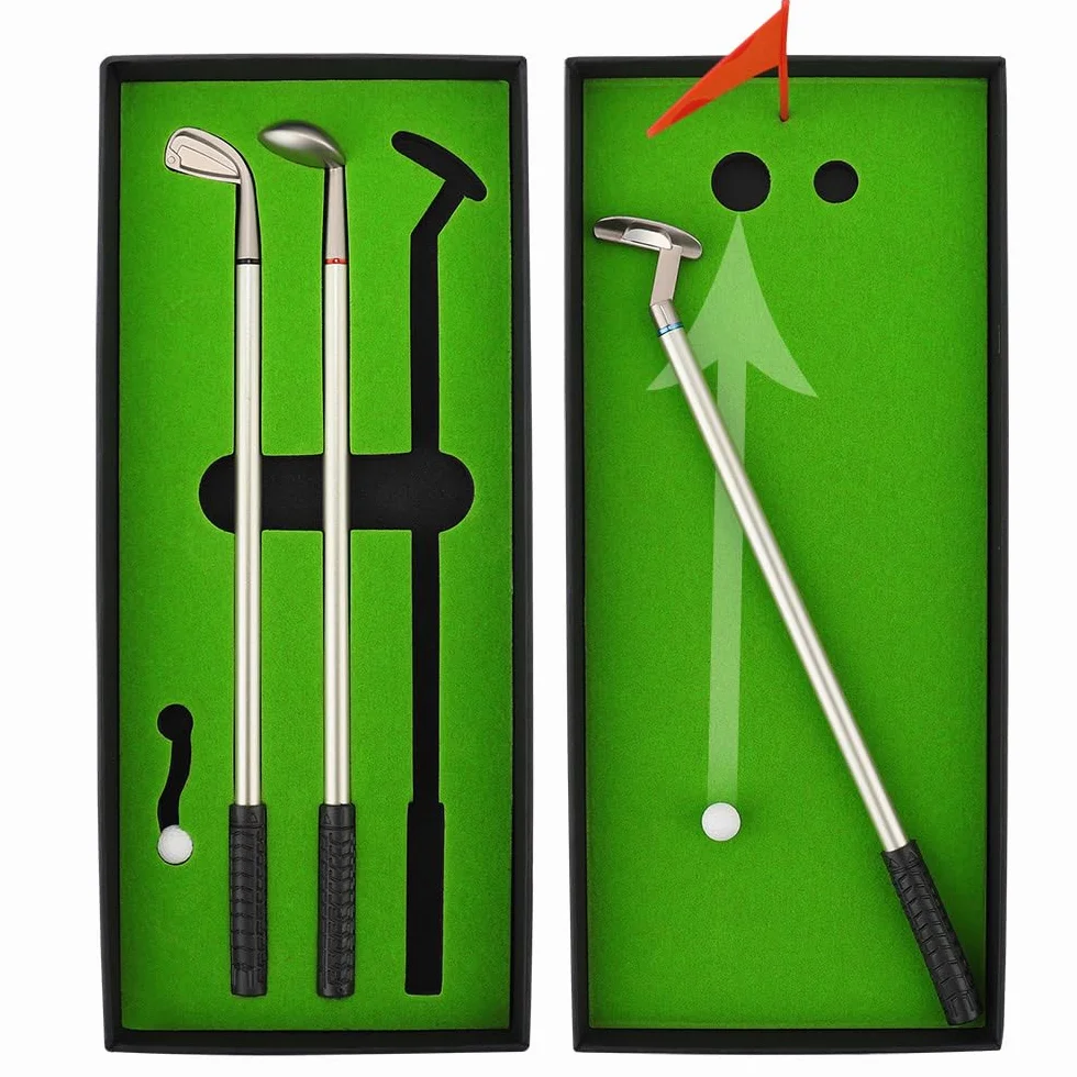 Kofull Set Regalo da Golf Penne a Forma di Mazze da Golf Penne da Scrivania Verde