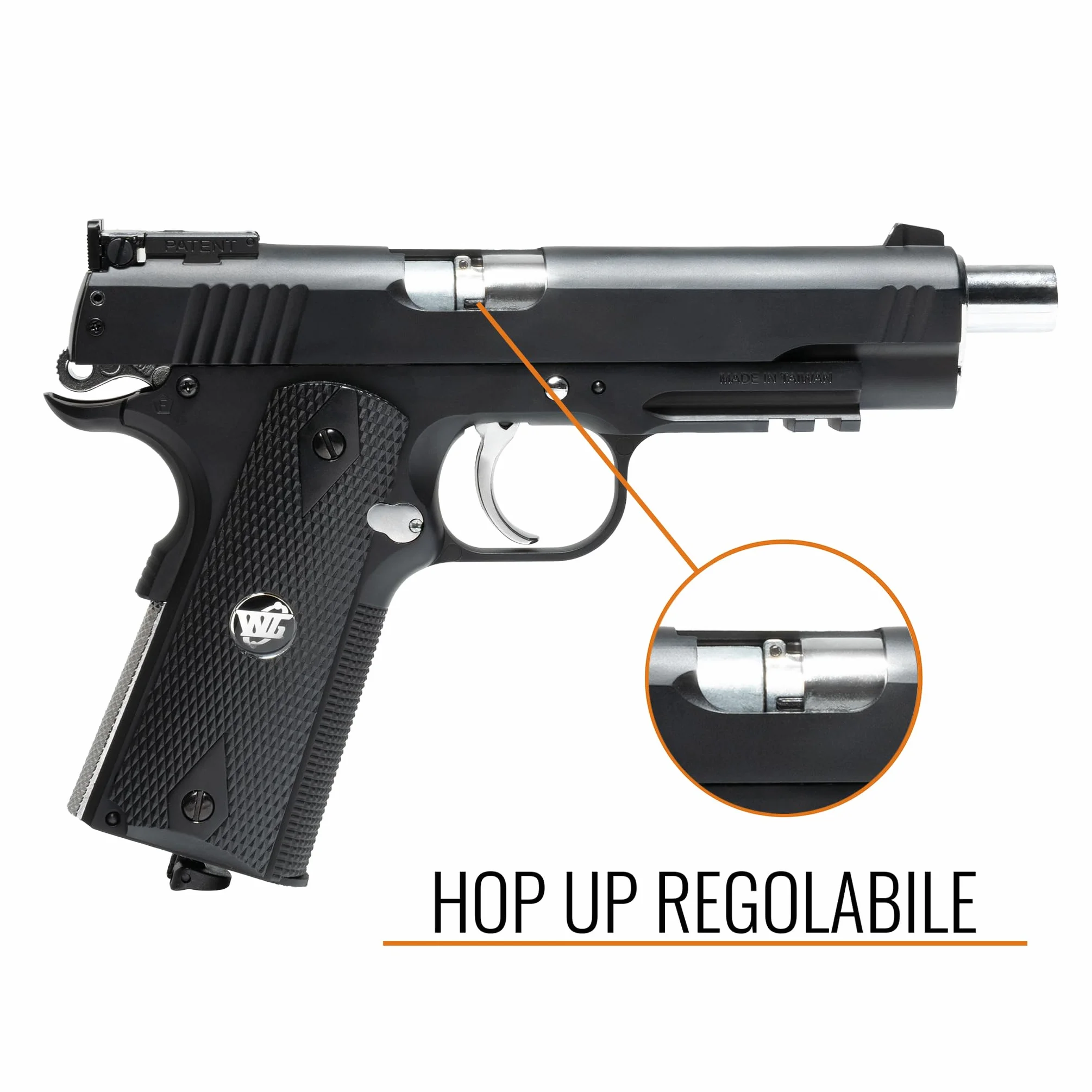 Pistola Softair WG Combat 1911 CO2 Full Metal, 1000 Pallini 6mm, nero